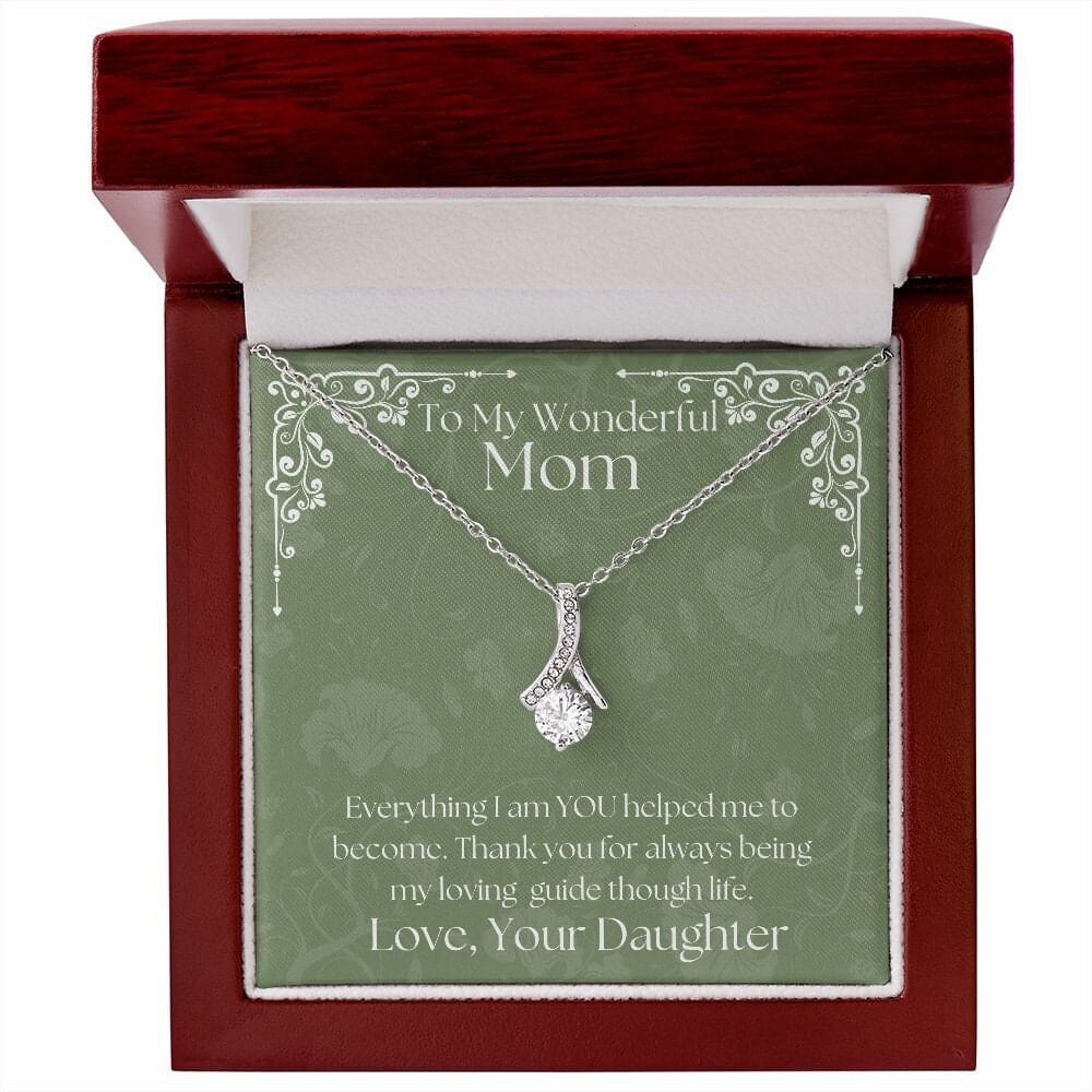 ShineOn Fulfillment Jewelry Mom Necklace, To My Mom Gift, Mother's Day Gift, Ribbon Necklace, Silver Necklace, Gold Necklace, Gift for Her, Free Gift Box, Free Shipping