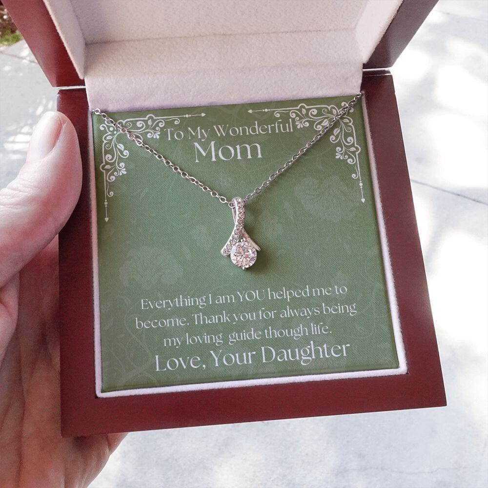 ShineOn Fulfillment Jewelry Mom Necklace, To My Mom Gift, Mother's Day Gift, Ribbon Necklace, Silver Necklace, Gold Necklace, Gift for Her, Free Gift Box, Free Shipping