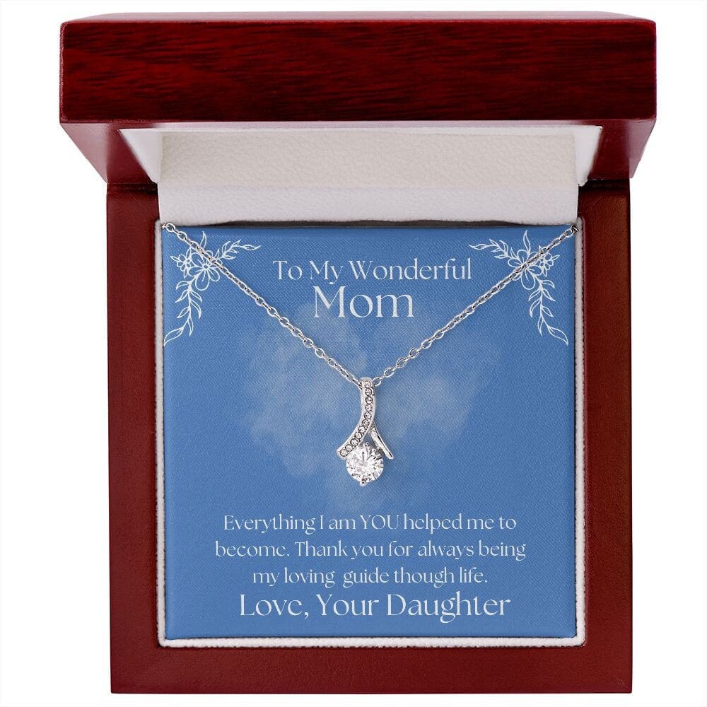 ShineOn Fulfillment Jewelry Mom Necklace, To My Mom Gift, Mother's Day Gift, Ribbon Necklace, Silver Necklace, Gold Necklace, Gift for Her, Free Gift Box, Free Shipping