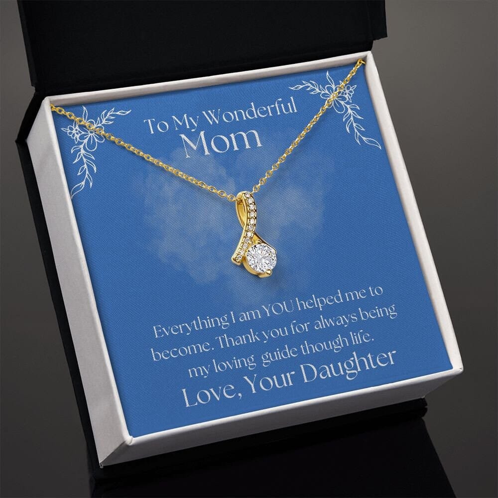 ShineOn Fulfillment Jewelry Mom Necklace, To My Mom Gift, Mother's Day Gift, Ribbon Necklace, Silver Necklace, Gold Necklace, Gift for Her, Free Gift Box, Free Shipping