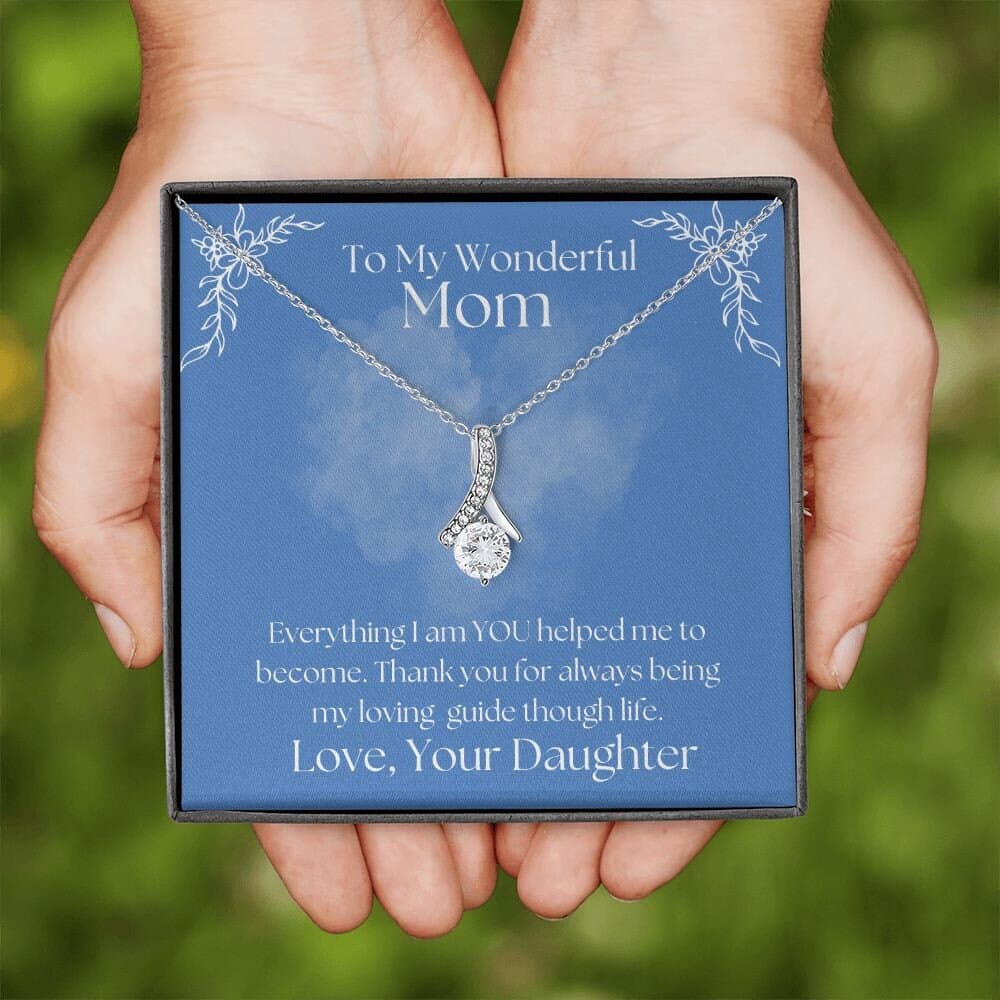 ShineOn Fulfillment Jewelry Mom Necklace, To My Mom Gift, Mother's Day Gift, Ribbon Necklace, Silver Necklace, Gold Necklace, Gift for Her, Free Gift Box, Free Shipping