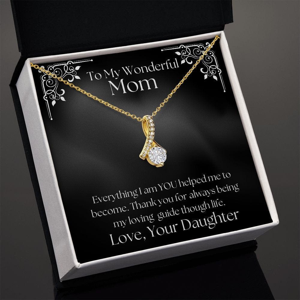 ShineOn Fulfillment Jewelry Mom Necklace, To My Mom Gift, Mother's Day Gift, Ribbon Necklace, Silver Necklace, Gold Necklace, Gift for Her, Free Gift Box, Free Shipping