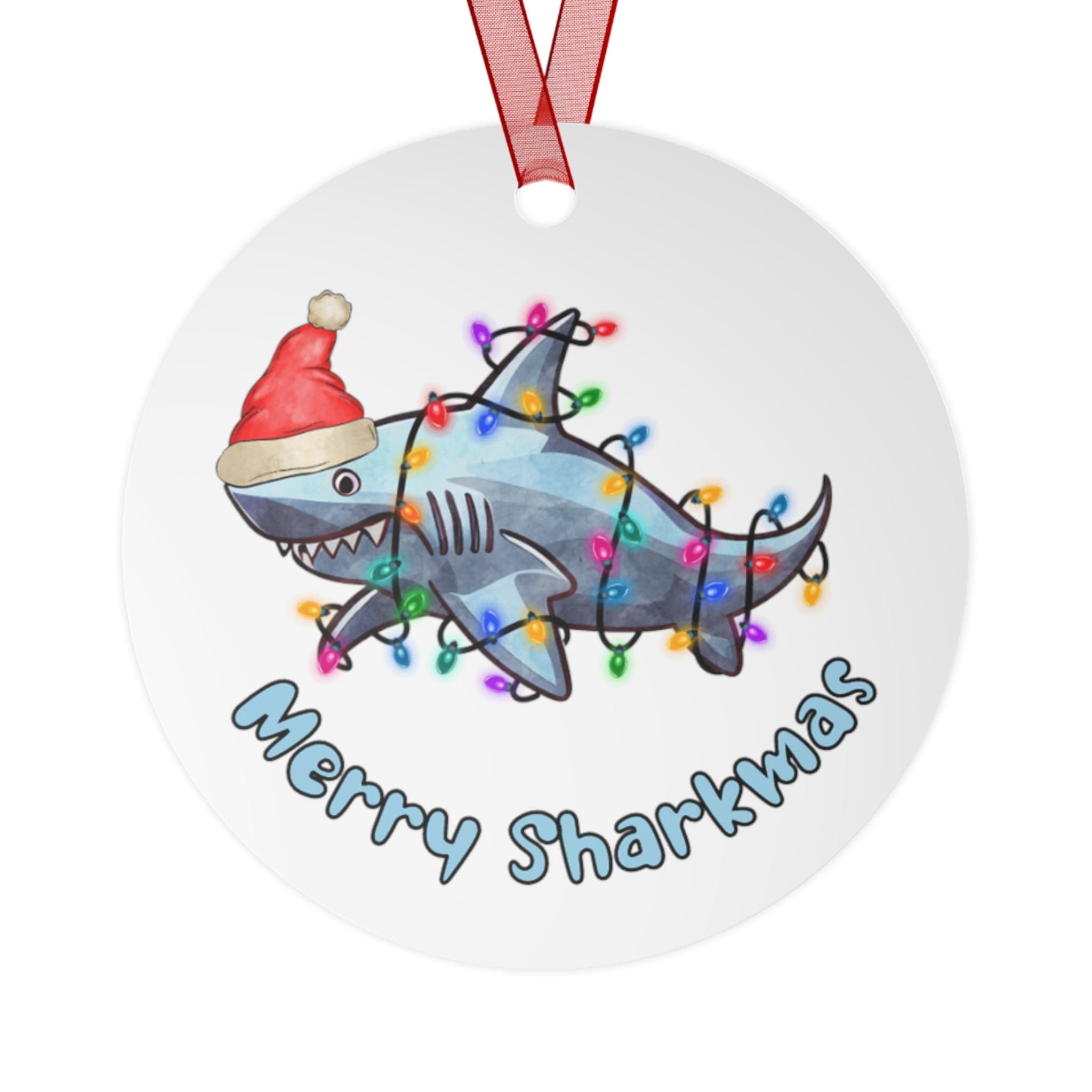 Printify Home Decor Round / One Size Christmas Ornament, Shark Christmas Ornament, Shark Lover Gift, Shark Gift, Shark Ornament, Shark Decor 14561859888350380026