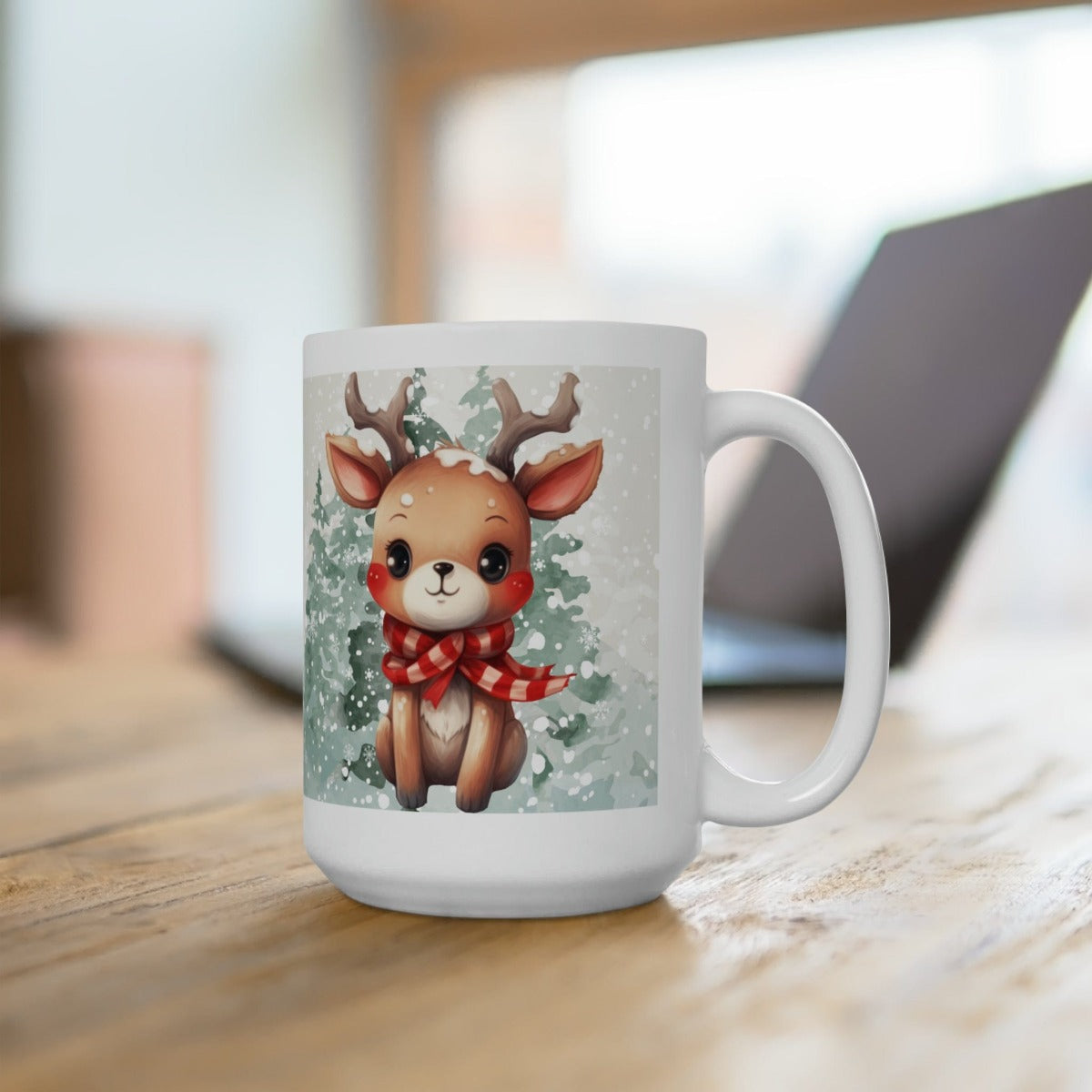 Printify Mug 15oz Coffee Mug, Christmas Coffee Mug, Reindeer Coffee Mug, Christmas Gift, Birthday Gift, Friend Gift, White 15 oz Ceramic, Free Shipping 24815420587066439524