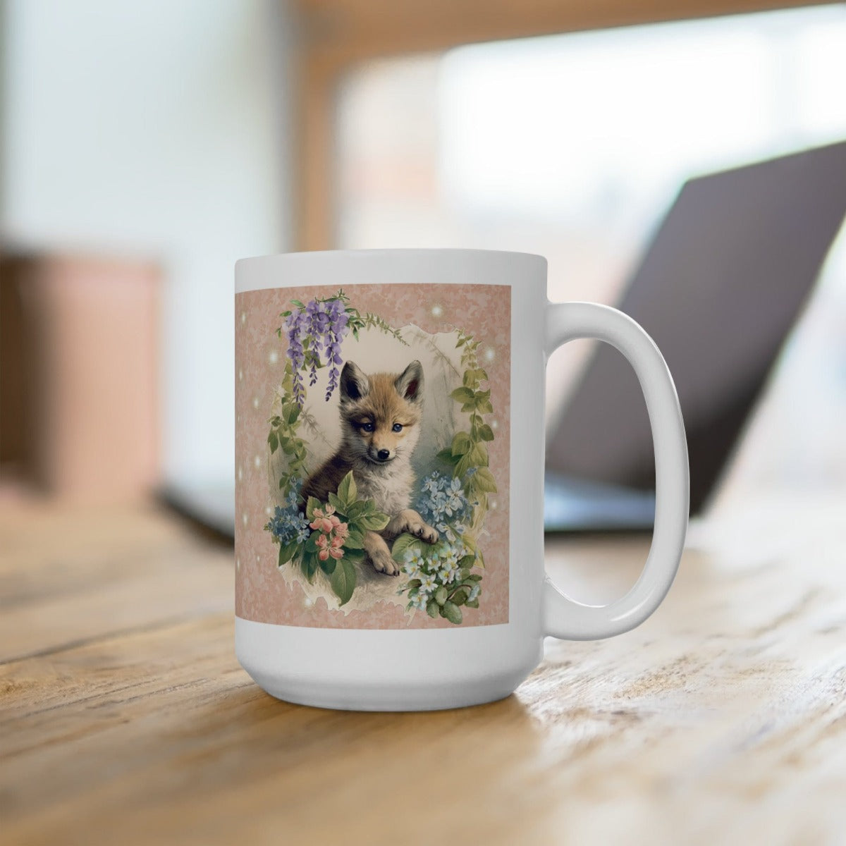 Printify Mug 15oz Coffee Mug, Wolf Coffee Mug, Wolf Cub Mug, Tea Mug, Wolf Gift, Birthday Gift, Christmas Gift, Friend Gift, White 15oz Ceramic, Free Shipping 67481899460637913341