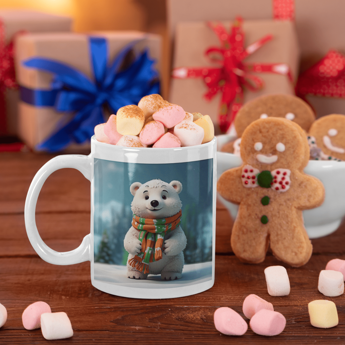 Printify Mug 11oz Coffee Mug, Polar Bear Coffee Mug, Christmas Coffee Mug, Christmas Mug, Christmas Gift, Friend Gift, White 11 oz Ceramic 13662287251776922000