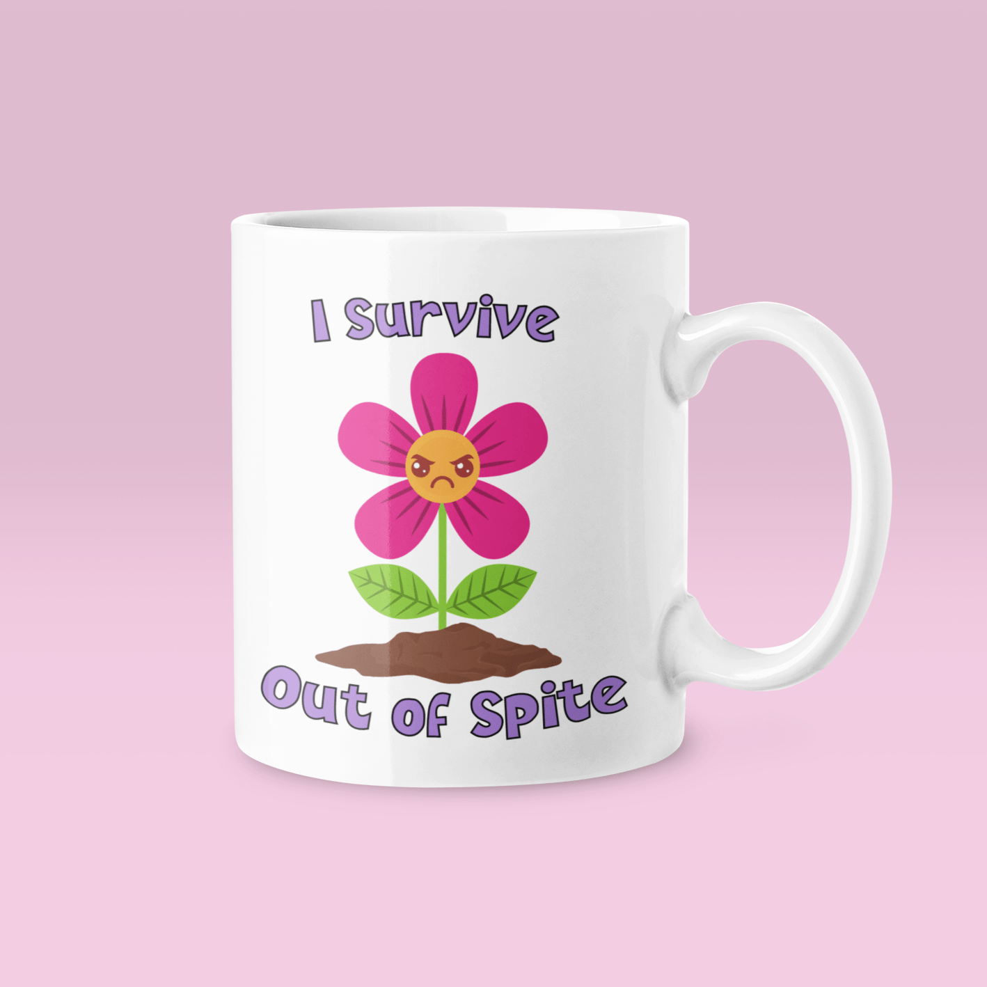 Printify Mug 11oz Coffee Mug, Angry Flower Coffee Mug, Sarcastic Mug, Birthday Gift, I Survive Mug, White 11 oz Ceramic, Gift for Her 17045757985980273314