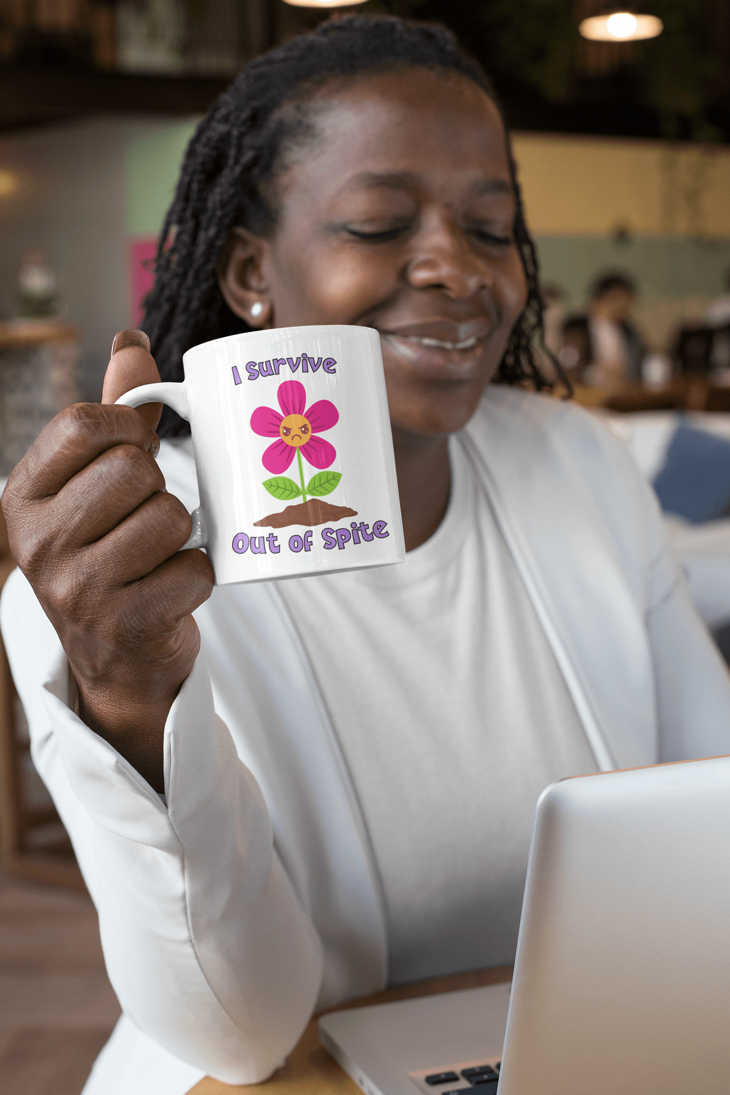 Printify Mug 11oz Coffee Mug, Angry Flower Coffee Mug, Sarcastic Mug, Birthday Gift, I Survive Mug, White 11 oz Ceramic, Gift for Her 17045757985980273314