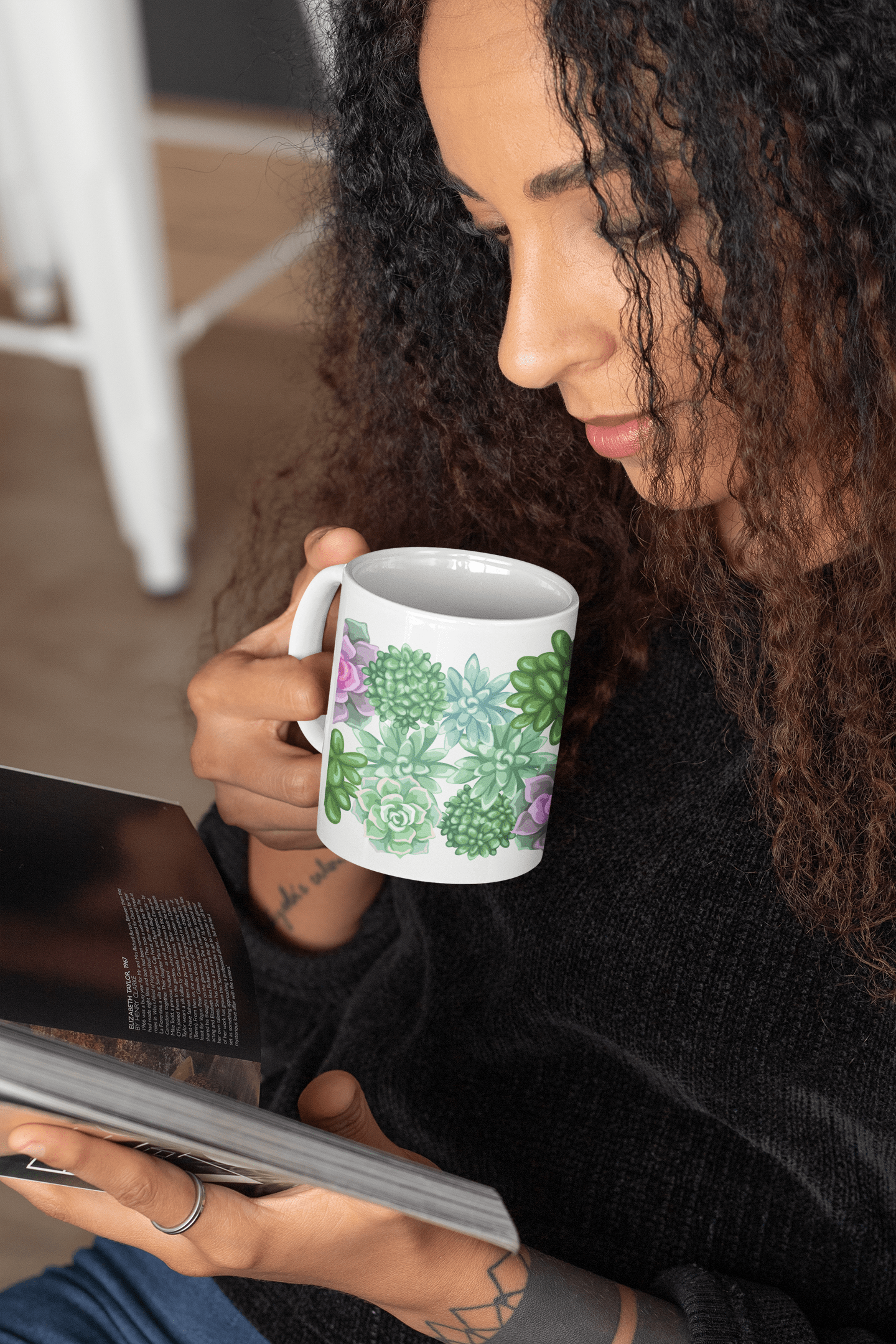 Printify Mug 11oz Coffee Mug, Succulent Coffee Mug, Cactus Mug, Succulent Gift, Birthday Gift, Christmas Gift, Friend Gift, White 11oz Ceramic 33758276103172817459