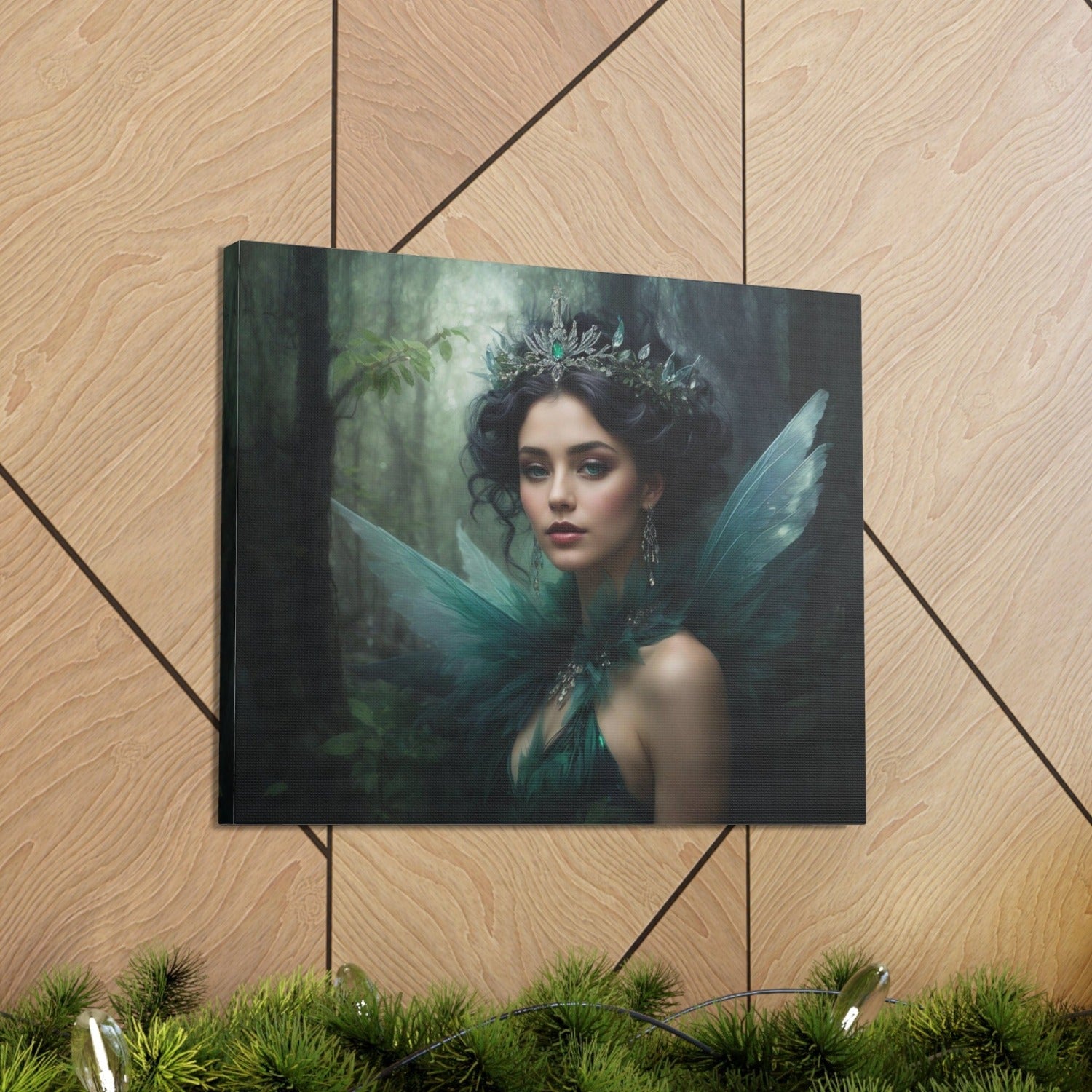 Printify Canvas Canvas Wall Art,  Fairy Queen in Blue, Fairy Art, Wall Art Decoration, Canvas Art Print, Canvas Gallery Wrap, Ready to Hang