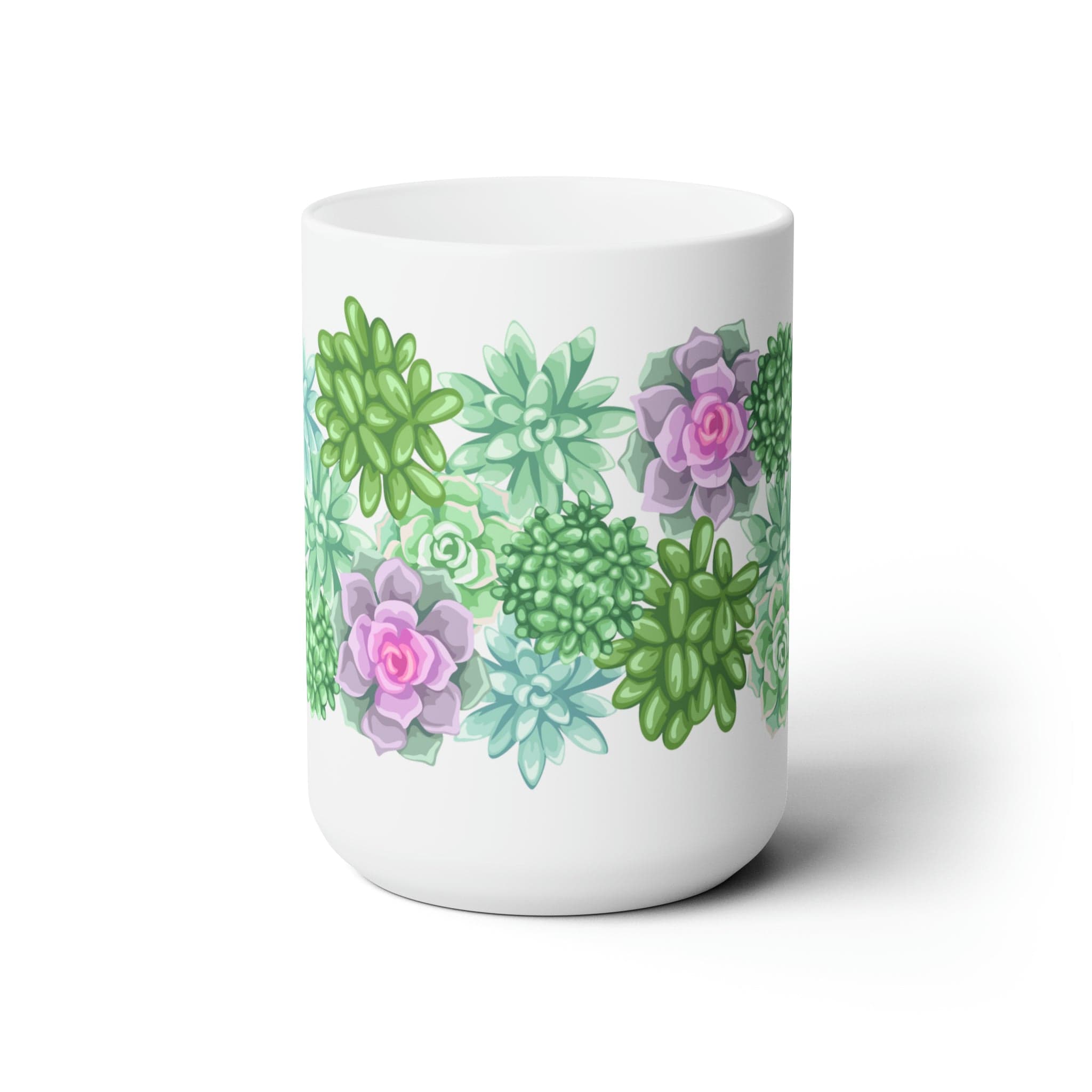 Printify Mug 15oz Coffee Mug, Succulent Coffee Mug, Cactus Mug, Succulent Gift, Birthday Gift, Christmas Gift, Friend Gift, White 15 oz Ceramic 30222131594457089459
