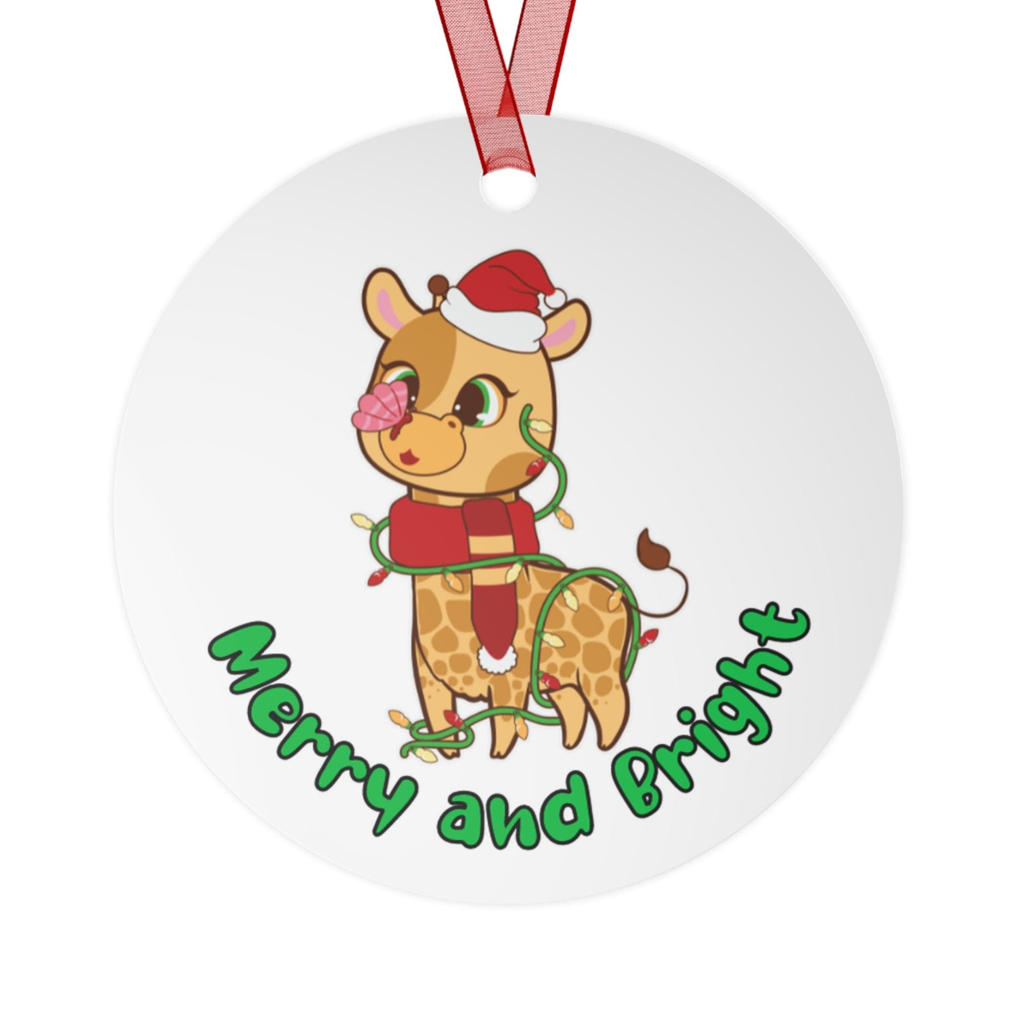 Printify Home Decor Round / One Size Christmas Ornament, Giraffe Christmas Ornament, Giraffe Lover Gift, Giraffe Gift, Giraffe Ornament, Giraffe Decor 17303563232117654696