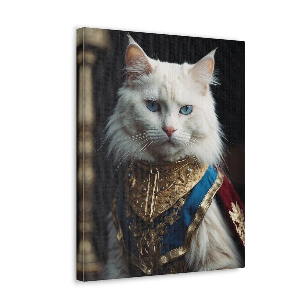 Printify Canvas Canvas Wall Art, White Cat in the Guilded Age, Cat Art, Wall Art Decoration, Art Print, Canvas Gallery Wrap, Ready to Hang