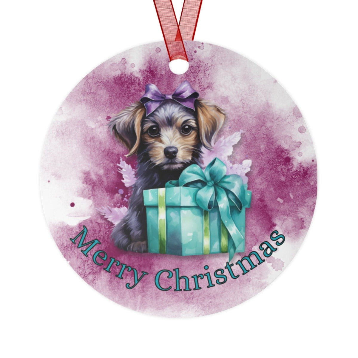 Printify Home Decor Round / One Size Christmas Ornament, Puppy Christmas Ornament, Puppy Gift,  Dog Christmas, Custom Ornament, Metal Ornament, Christmas Gift, Free Shipping 12108215020314266891