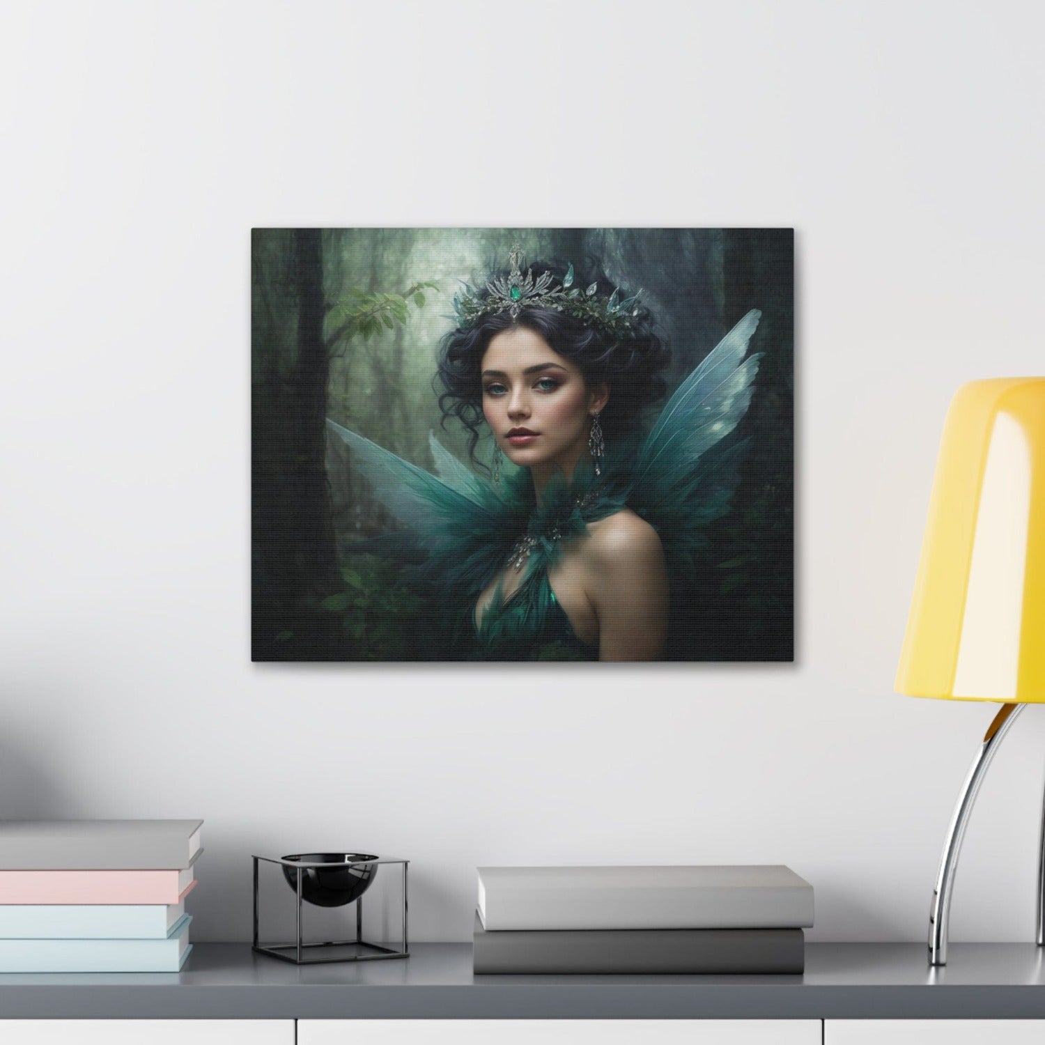 Printify Canvas Canvas Wall Art,  Fairy Queen in Blue, Fairy Art, Wall Art Decoration, Canvas Art Print, Canvas Gallery Wrap, Ready to Hang