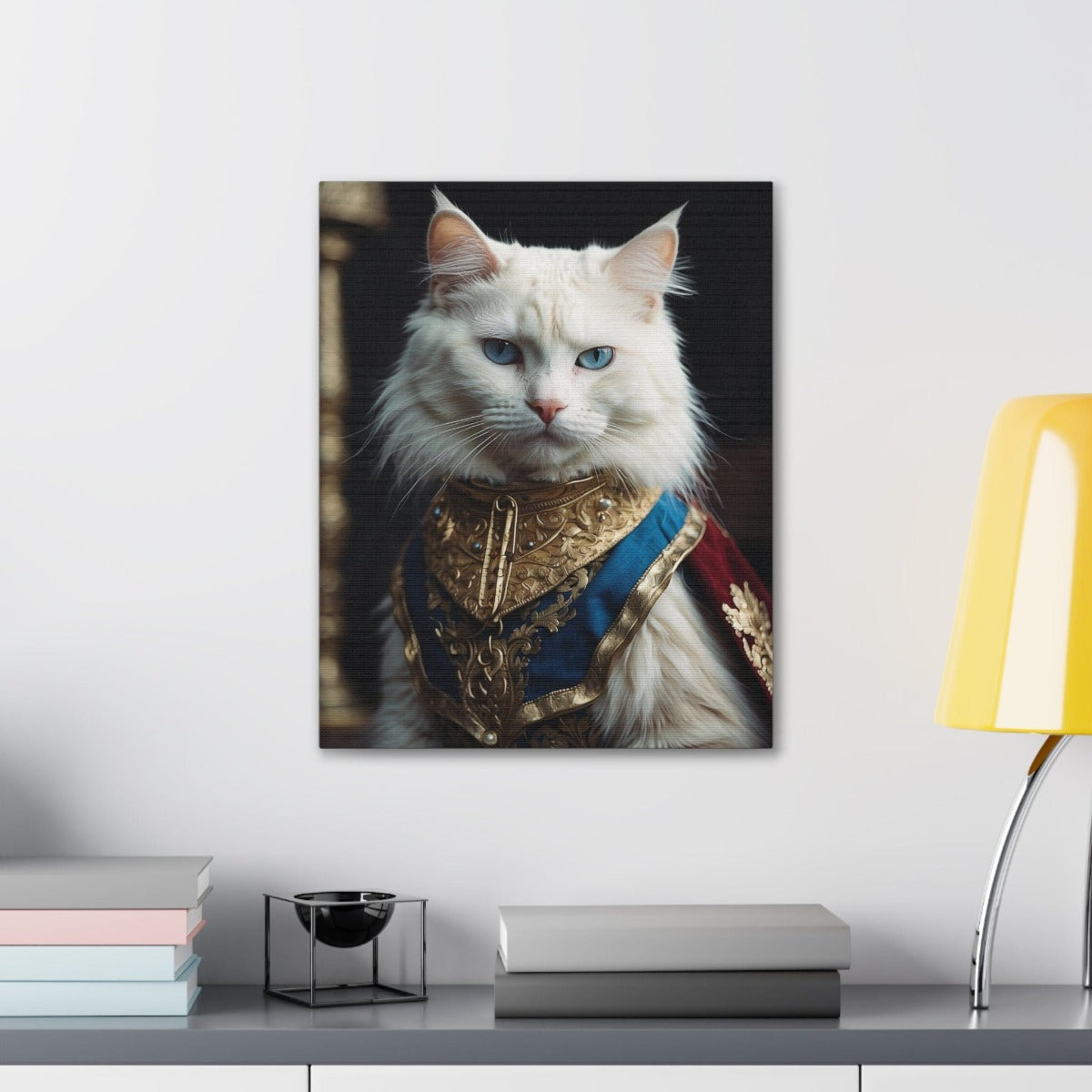 Printify Canvas Canvas Wall Art, White Cat in the Guilded Age, Cat Art, Wall Art Decoration, Art Print, Canvas Gallery Wrap, Ready to Hang