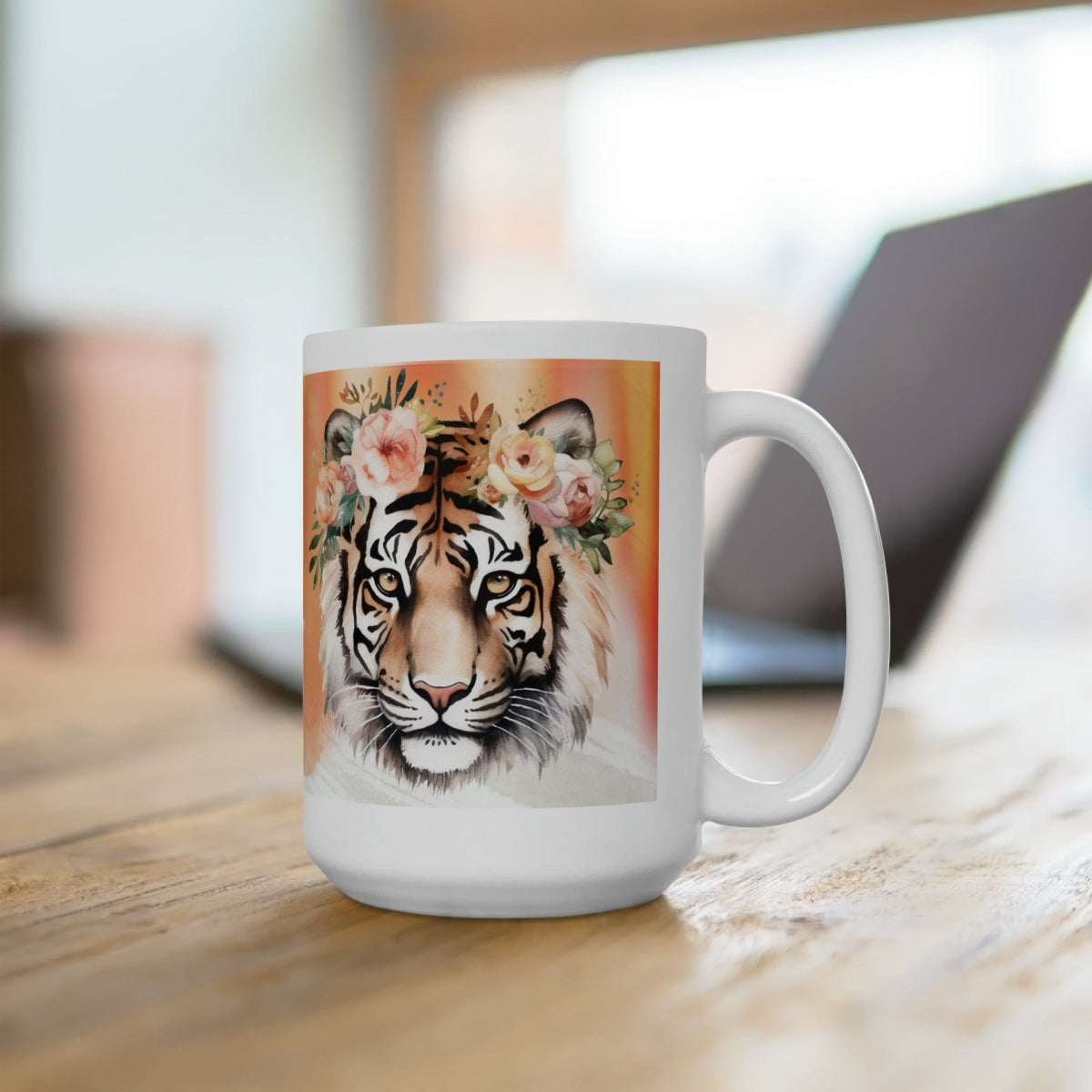 Printify Mug 15oz Coffee Mug, Tiger Coffee Mug, Tiger Face Mug, Tiger Mug, Birthday Gift, Christmas Gift, Friend Gift, White 15 oz Ceramic, Free Shipping 71083576178620729191