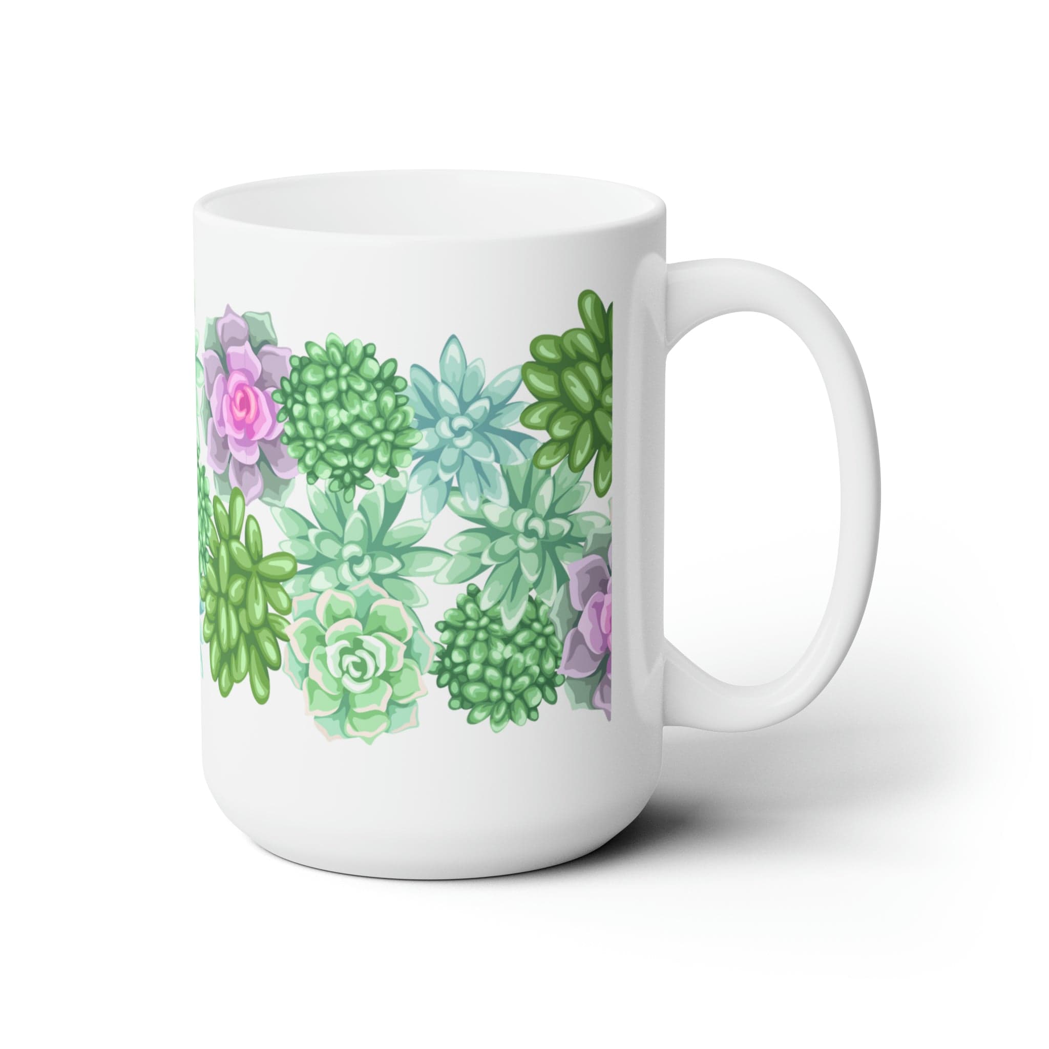 Printify Mug 15oz Coffee Mug, Succulent Coffee Mug, Cactus Mug, Succulent Gift, Birthday Gift, Christmas Gift, Friend Gift, White 15 oz Ceramic 30222131594457089459