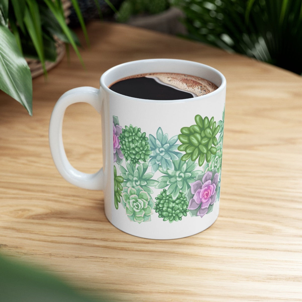 Printify Mug 11oz Coffee Mug, Succulent Coffee Mug, Cactus Mug, Succulent Gift, Birthday Gift, Christmas Gift, Friend Gift, White 11oz Ceramic 33758276103172817459