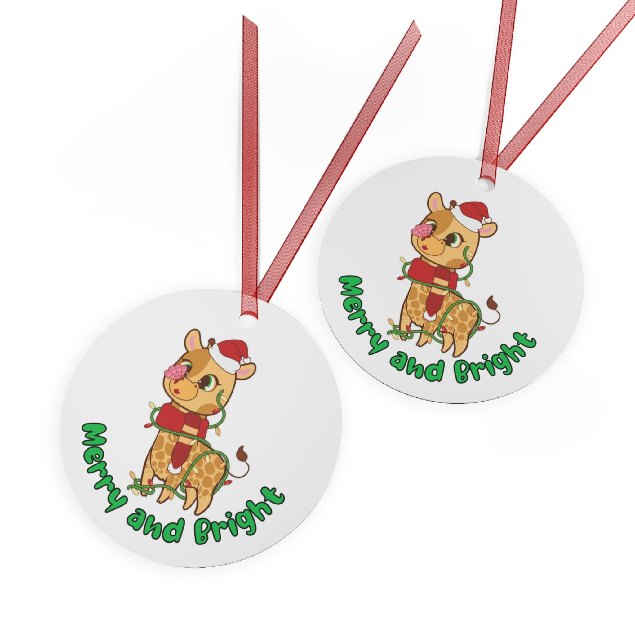 Printify Home Decor Round / One Size Christmas Ornament, Giraffe Christmas Ornament, Giraffe Lover Gift, Giraffe Gift, Giraffe Ornament, Giraffe Decor 17303563232117654696