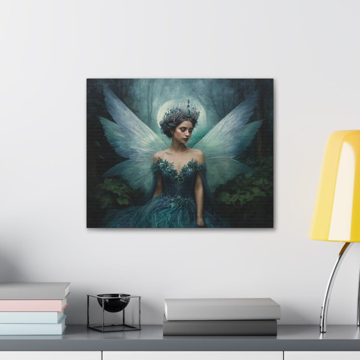 Printify Canvas Canvas Wall Art, Fairy Queen in Turquoise, Fairy Art, Wall Art Decoration, Art Print, Canvas Gallery Wrap, Ready to Hang