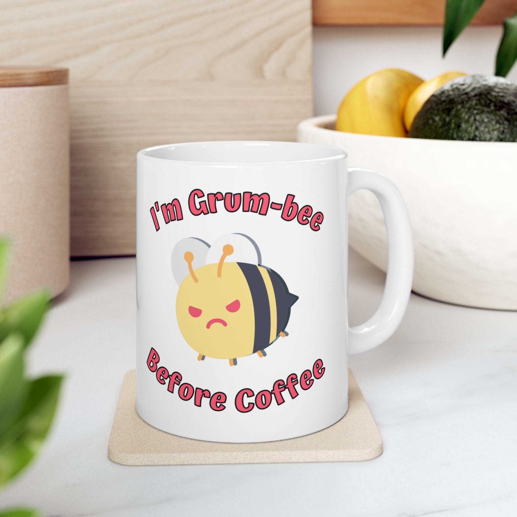Printify Mug 11oz Coffee Mug, Grumpy Bee Coffee Mug, Sarcastic Mug, Funny Mug, Birthday Gift, Christmas Gift, Friend Gift, White 11 oz Ceramic 27475723296109961754