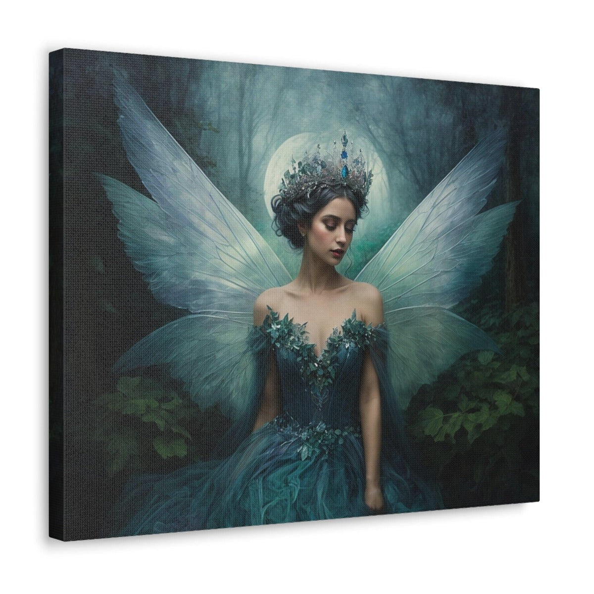 Printify Canvas Canvas Wall Art, Fairy Queen in Turquoise, Fairy Art, Wall Art Decoration, Art Print, Canvas Gallery Wrap, Ready to Hang