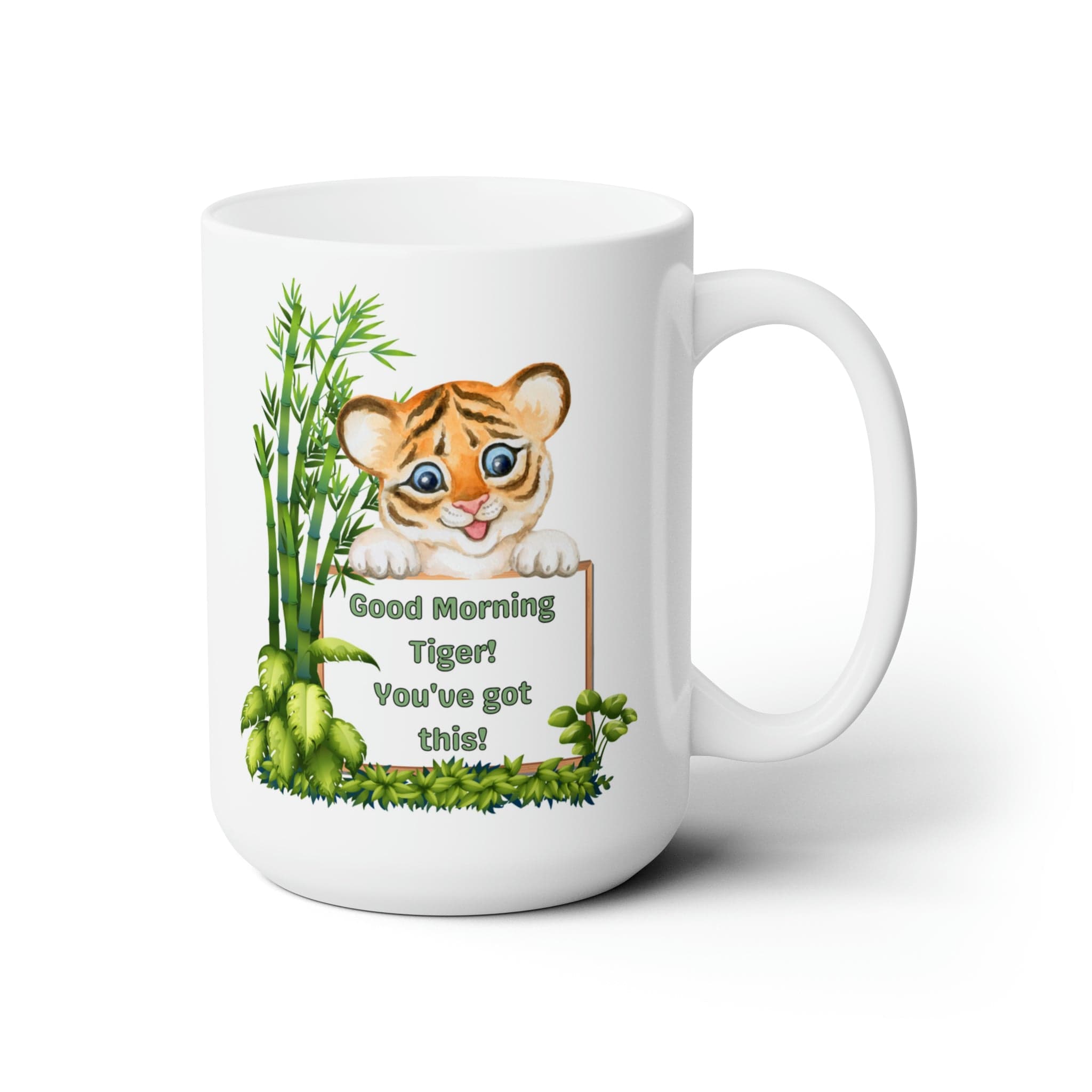 Printify Mug 15oz Coffee Mug, Tiger Coffee Mug, Tiger Cub Mug, Motivational Mug, Birthday Gift, Christmas Gift, Friend Gift, White 15oz Ceramic, Free Shipping 32897206371551419887