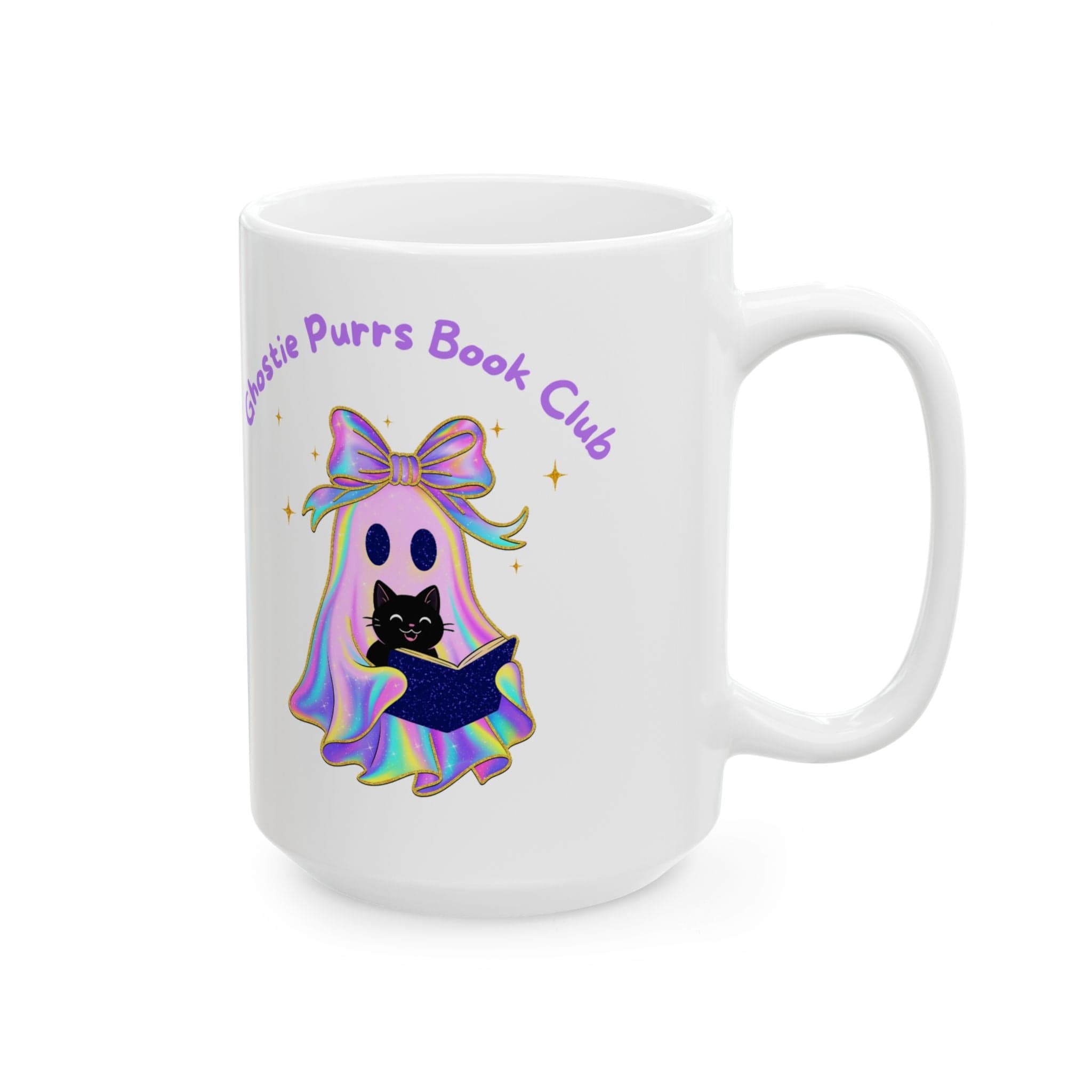 Printify Mug 15oz Ghostie Purrs Club Ceramic Mug - Cute Cat Lover's Gift, Rainbow Mug, Fun Drinkware, Unique Coffee Cup, Ideal for Birthday or Halloween Ghostie Purrs Club Ceramic Mug - Cute Cat Lover's Gift, Rainbow Mug, Fun Drinkware, Unique Coffee Cup, Ideal for Birthday or Halloween 13347105613285298394