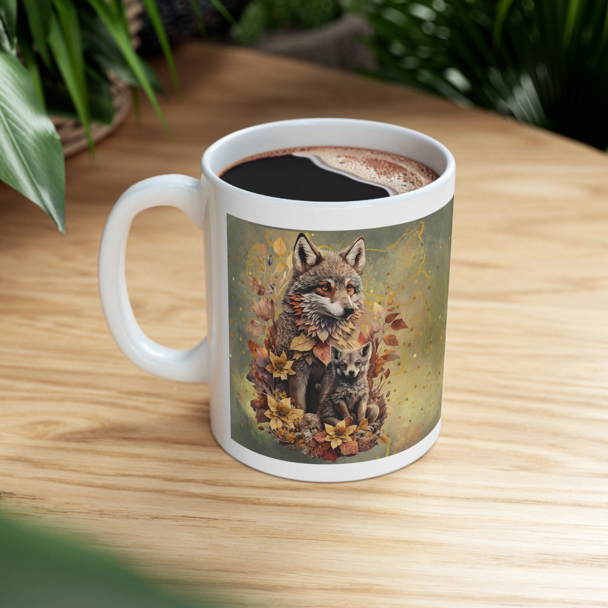 Printify Mug 11oz Coffee Mug, Wolf Coffee Mug, Wolf and Cub Mug, Wolf Gift, Birthday Gift, Christmas Gift, Friend Gift, White 11oz Ceramic 13292879928800723938