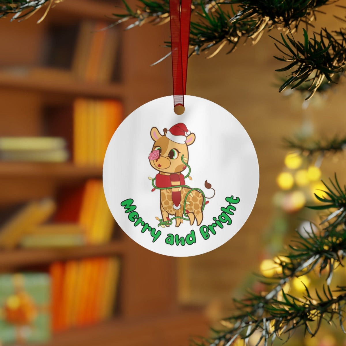 Printify Home Decor Round / One Size Christmas Ornament, Giraffe Christmas Ornament, Giraffe Lover Gift, Giraffe Gift, Giraffe Ornament, Giraffe Decor 17303563232117654696