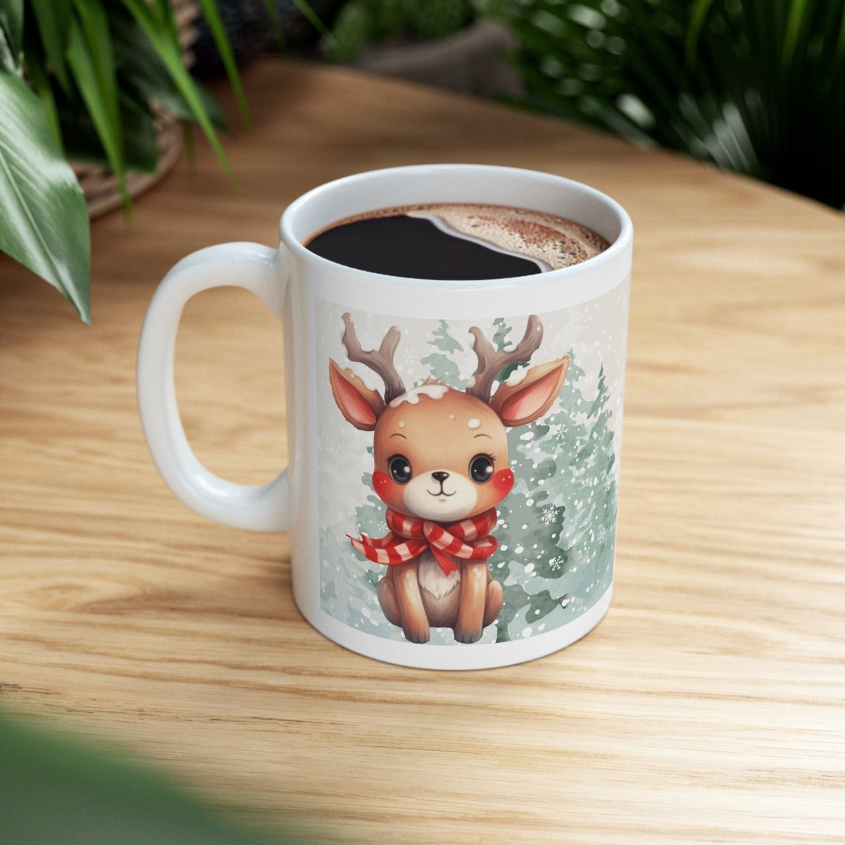 Printify Mug 11oz Coffee Mug, Christmas Coffee Mug, Reindeer Coffee Mug, Christmas Gift, Birthday Gift, Friend Gift, White 11oz Ceramic, Free Shipping 11796289565223454033