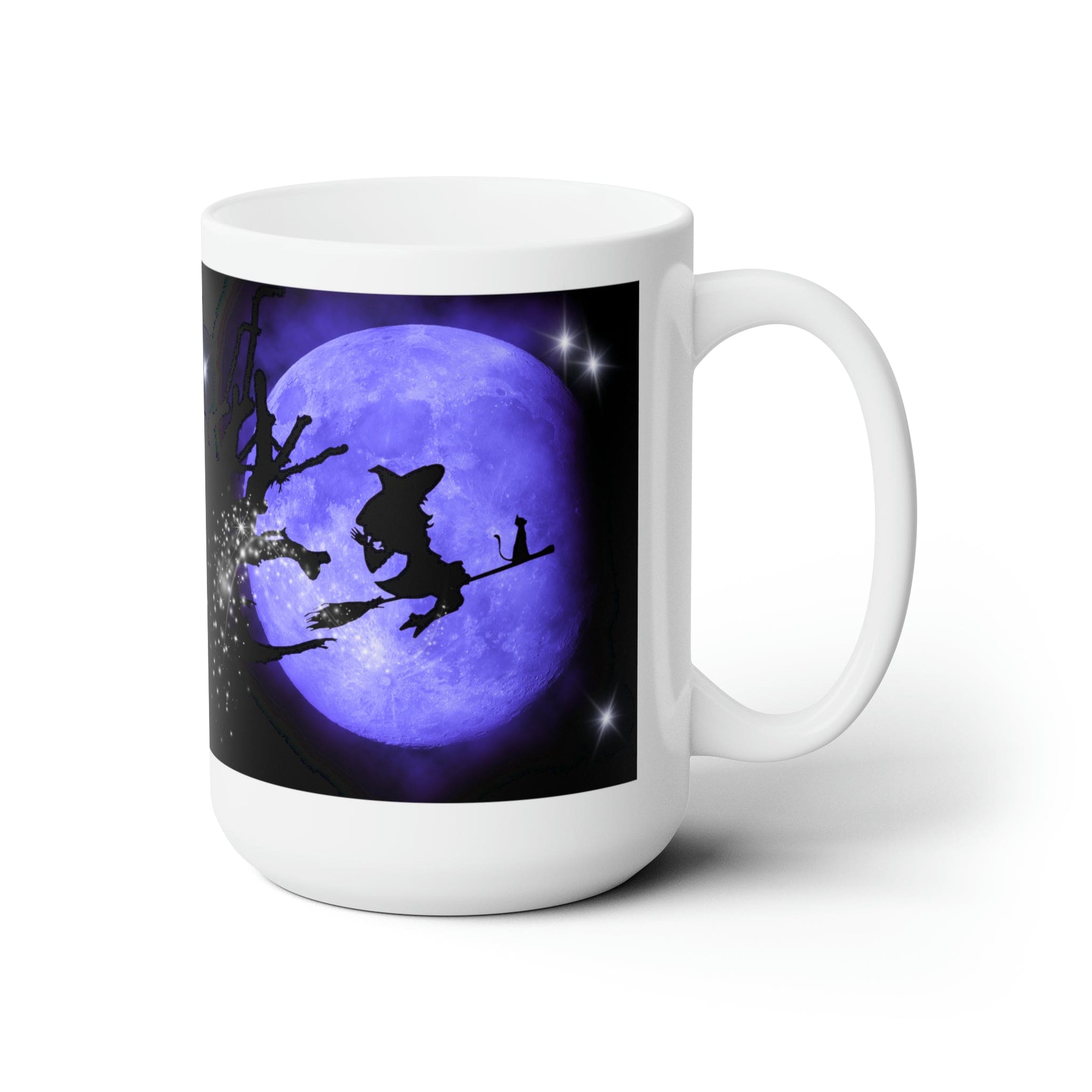 Printify Mug 15oz Coffee Mug, Halloween Coffee Mug, Purple Witch Mug, Moon Mug, Halloween Gift, Birthday Gift, Friend Gift, White 15 oz Ceramic 33963475878052355112