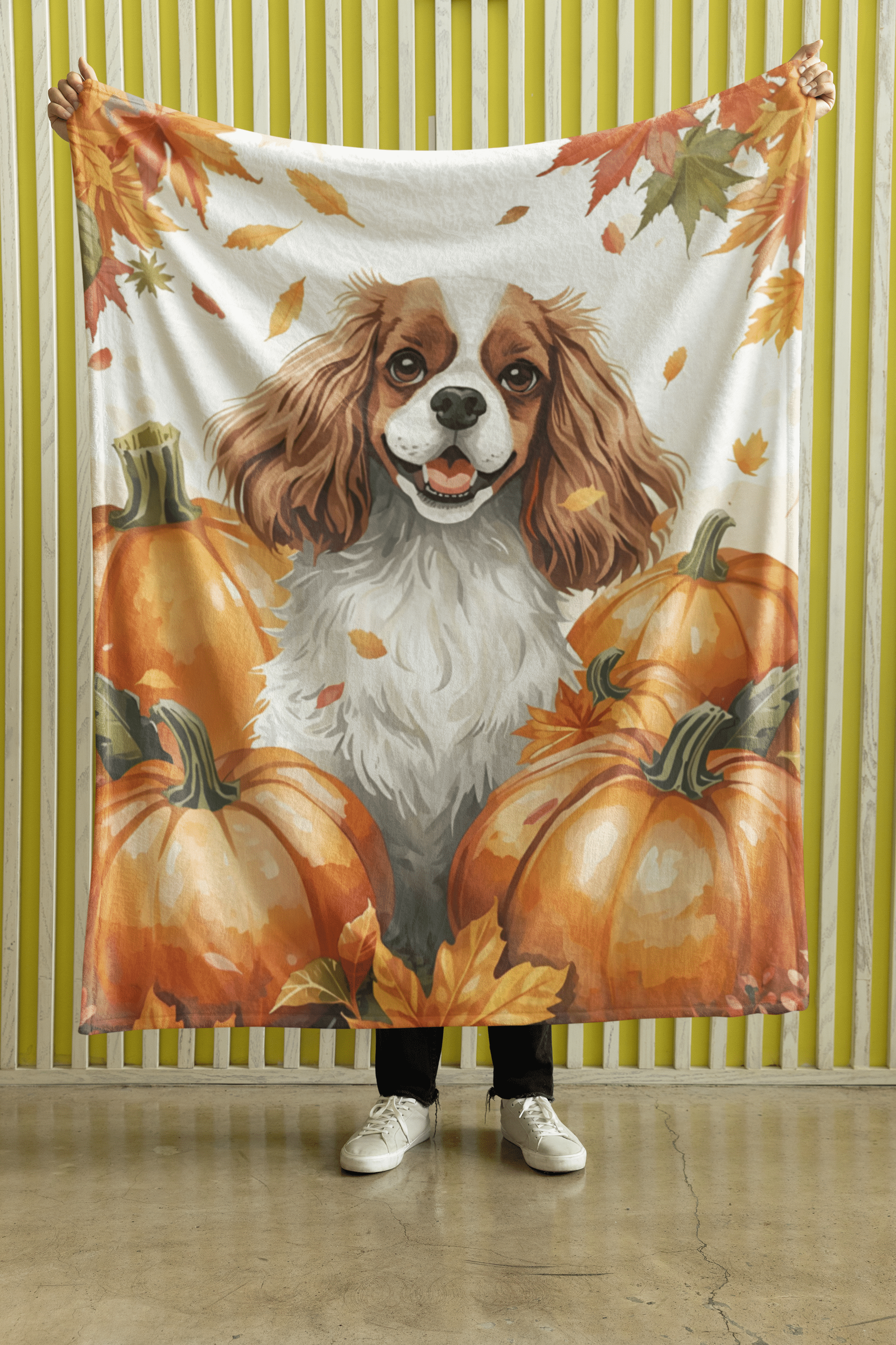 Printify All Over Prints Cavalier King Charles Spaniel Plush Blanket, Velveteen Cozy Pet Throw, Fall Decor, Dog Lover Gift, Snuggly Blanket for Home, Pumpkin Season Cavalier King Charles Spaniel Plush Blanket, Velveteen Cozy Pet Throw, Fall Decor, Dog Lover Gift, Snuggly Blanket for Home, Pumpkin Season