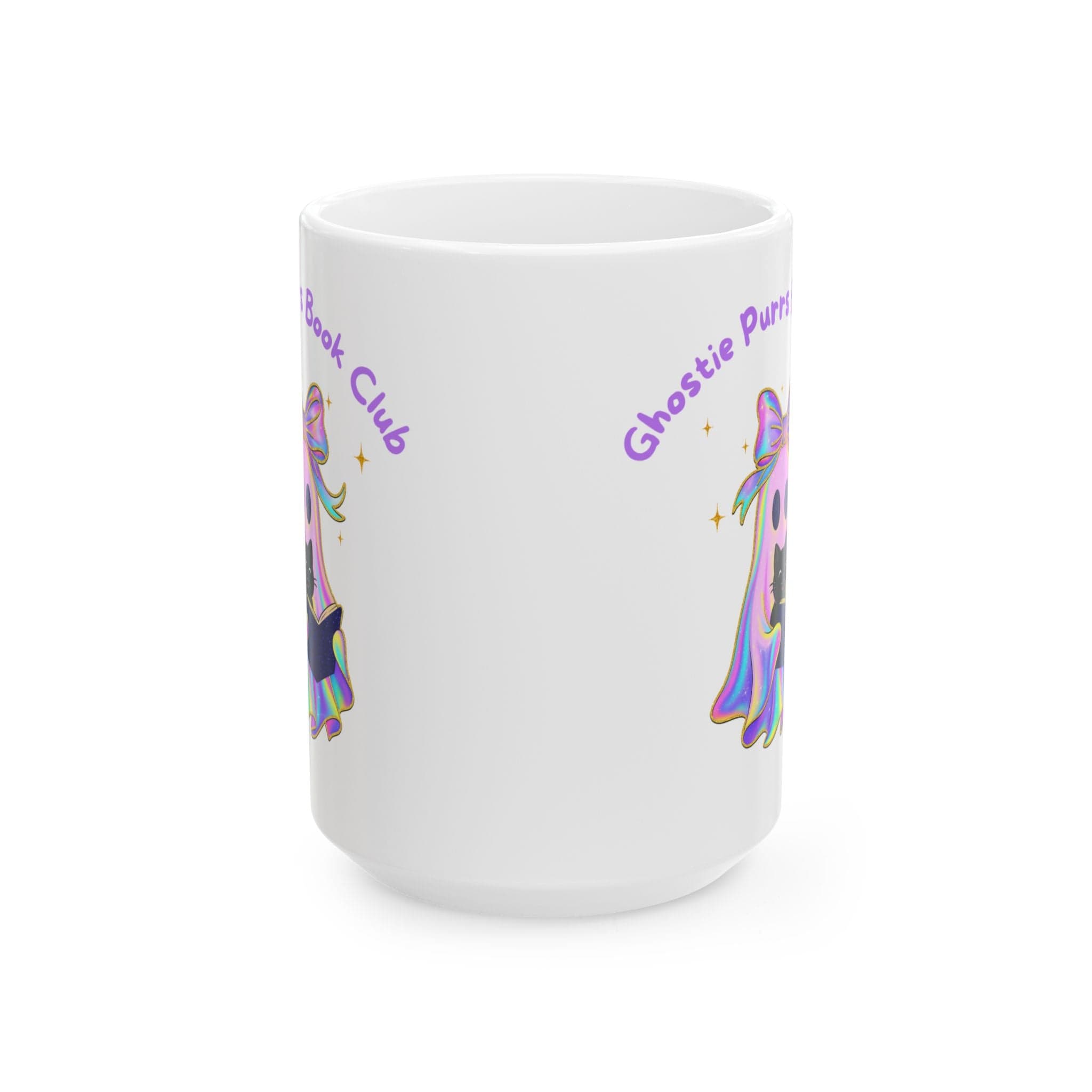 Printify Mug 15oz Ghostie Purrs Club Ceramic Mug - Cute Cat Lover's Gift, Rainbow Mug, Fun Drinkware, Unique Coffee Cup, Ideal for Birthday or Halloween Ghostie Purrs Club Ceramic Mug - Cute Cat Lover's Gift, Rainbow Mug, Fun Drinkware, Unique Coffee Cup, Ideal for Birthday or Halloween 13347105613285298394