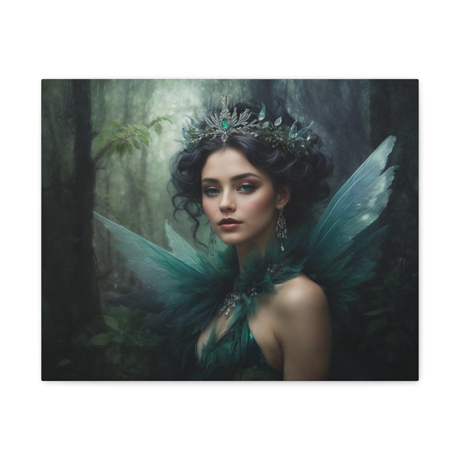 Printify Canvas 20″ x 16″ / 1.25" Canvas Wall Art,  Fairy Queen in Blue, Fairy Art, Wall Art Decoration, Canvas Art Print, Canvas Gallery Wrap, Ready to Hang 28548760374535439036
