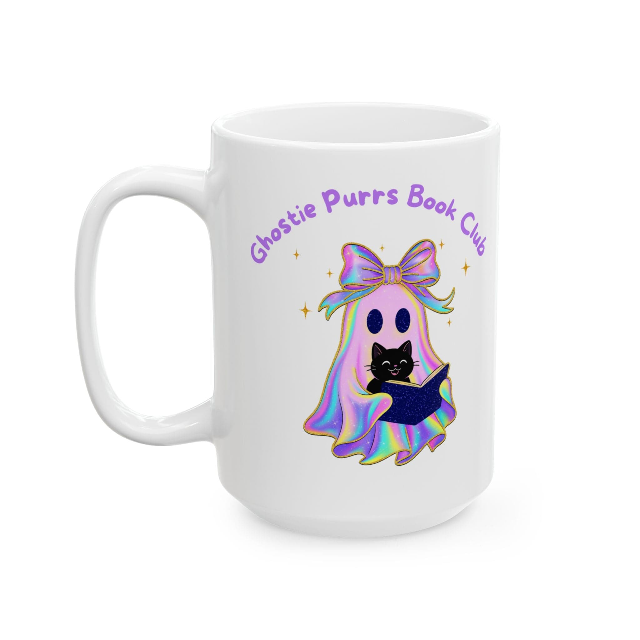 Printify Mug 15oz Ghostie Purrs Club Ceramic Mug - Cute Cat Lover's Gift, Rainbow Mug, Fun Drinkware, Unique Coffee Cup, Ideal for Birthday or Halloween Ghostie Purrs Club Ceramic Mug - Cute Cat Lover's Gift, Rainbow Mug, Fun Drinkware, Unique Coffee Cup, Ideal for Birthday or Halloween 13347105613285298394