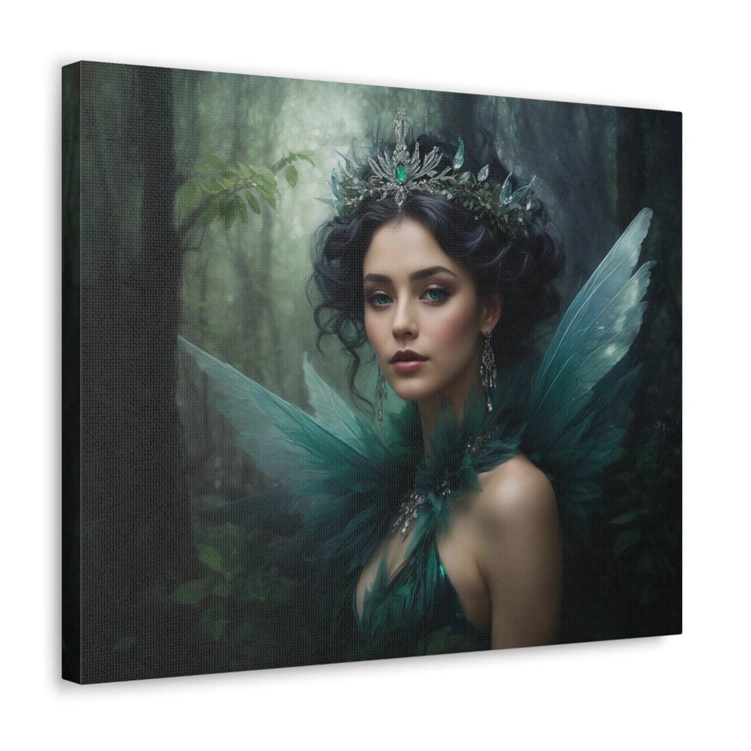 Printify Canvas Canvas Wall Art,  Fairy Queen in Blue, Fairy Art, Wall Art Decoration, Canvas Art Print, Canvas Gallery Wrap, Ready to Hang