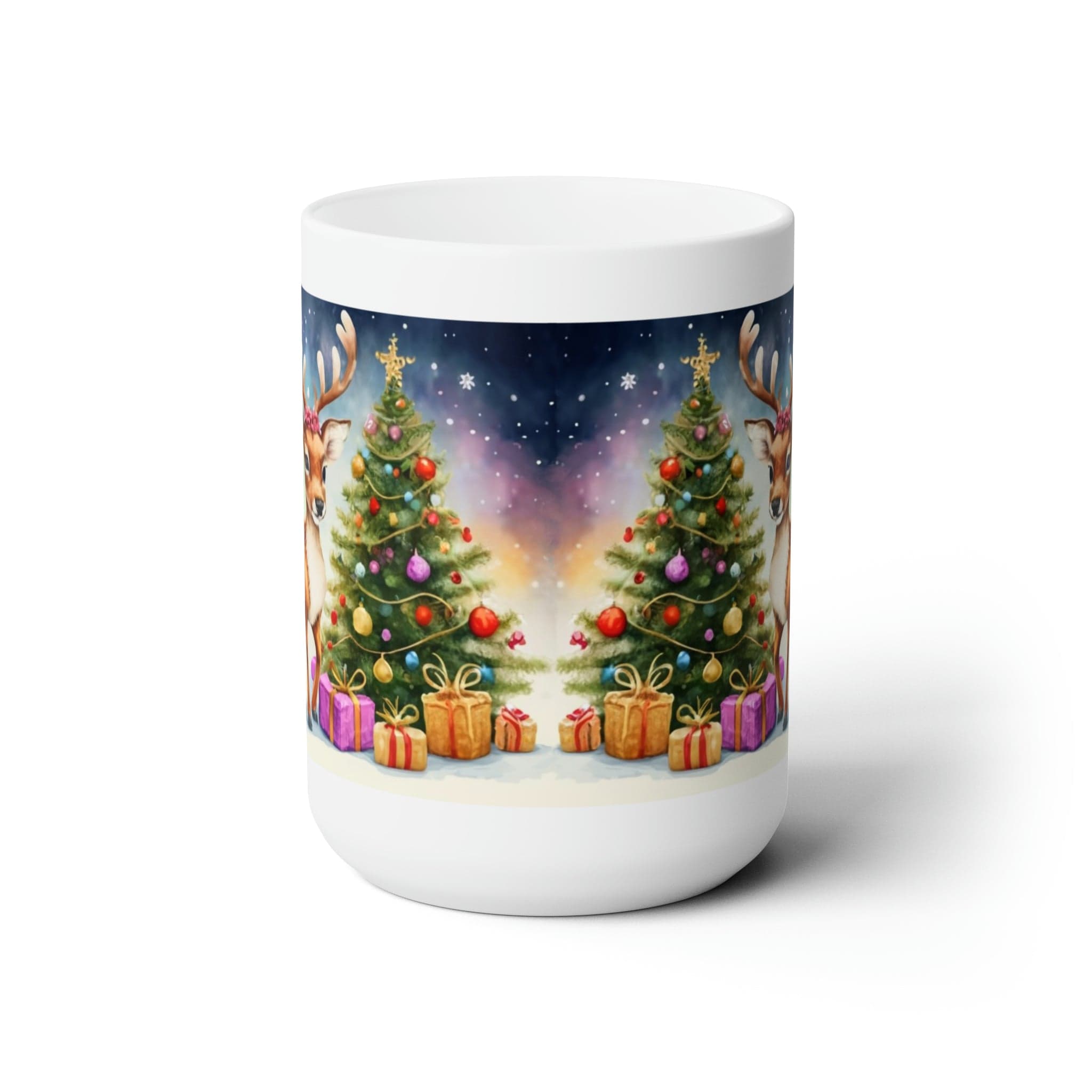 Printify Mug 15oz Coffee Mug, Reindeer Coffee Mug, Christmas Coffee Mug, Christmas Mug, Christmas Gift, Friend Gift, White 15 oz Ceramic 50342063005173182945