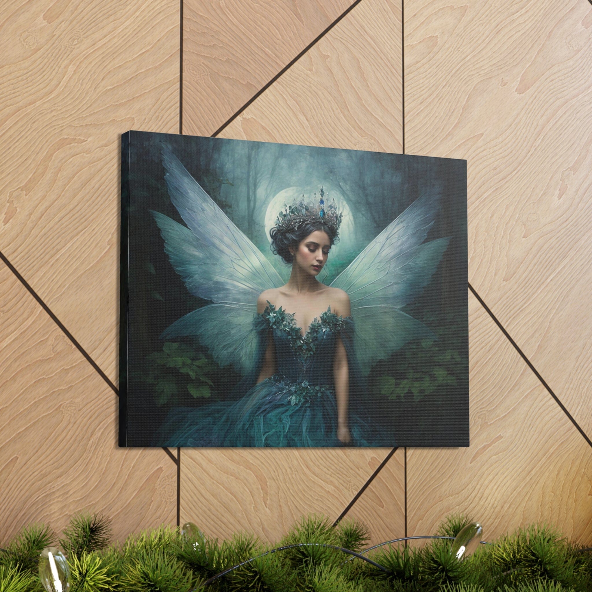 Printify Canvas Canvas Wall Art, Fairy Queen in Turquoise, Fairy Art, Wall Art Decoration, Art Print, Canvas Gallery Wrap, Ready to Hang