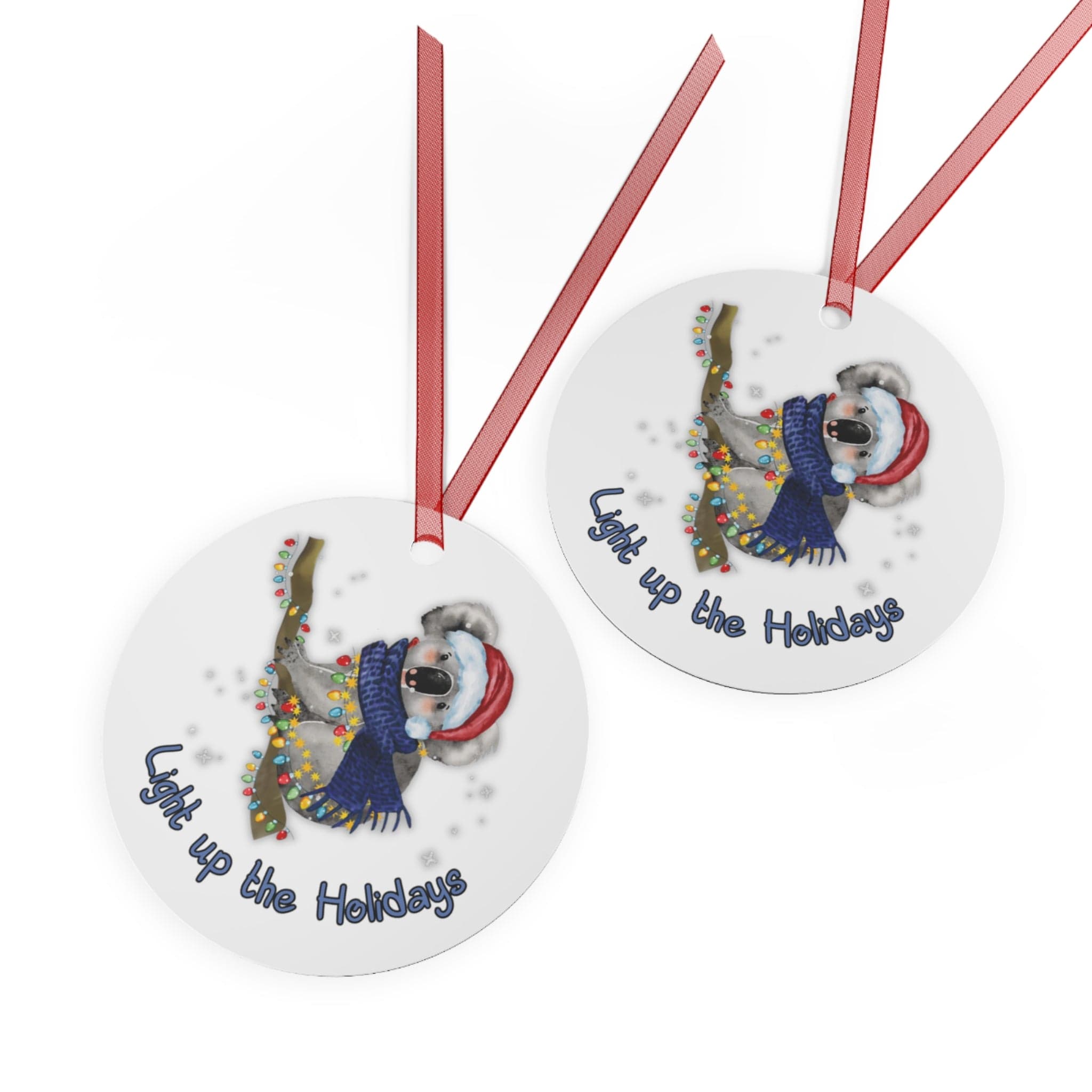 Printify Home Decor Round / One Size Christmas Ornament, Koala Christmas Ornament, Koala Gift, Australian Christmas, Custom Ornament, Christmas Gift 23331498325129200925