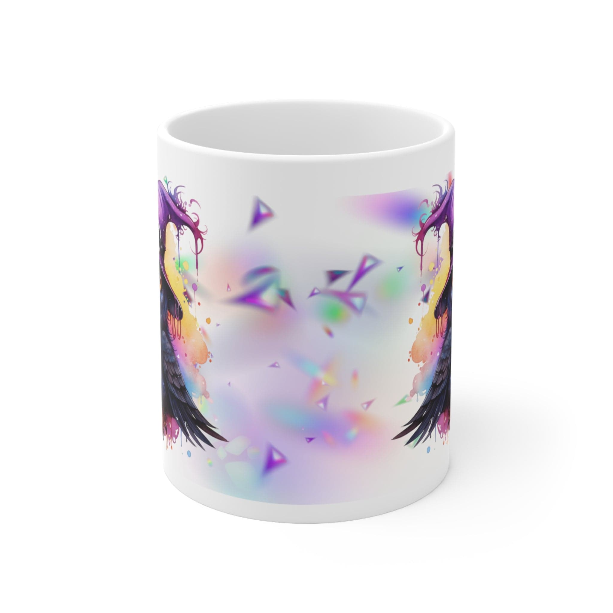 Printify Mug 11oz Coffee Mug, Halloween Coffee Mug, Rainbow Witch Crow Mug, Halloween Gift, Birthday Gift, Friend Gift, White 11oz Ceramic, Free Shipping 12647166295888464166