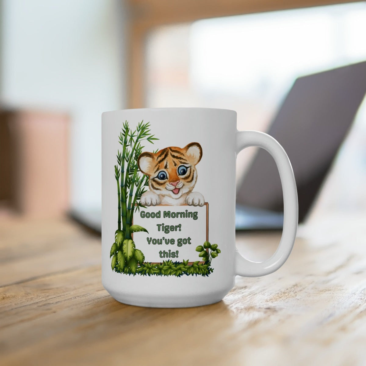 Printify Mug 15oz Coffee Mug, Tiger Coffee Mug, Tiger Cub Mug, Motivational Mug, Birthday Gift, Christmas Gift, Friend Gift, White 15oz Ceramic, Free Shipping 32897206371551419887