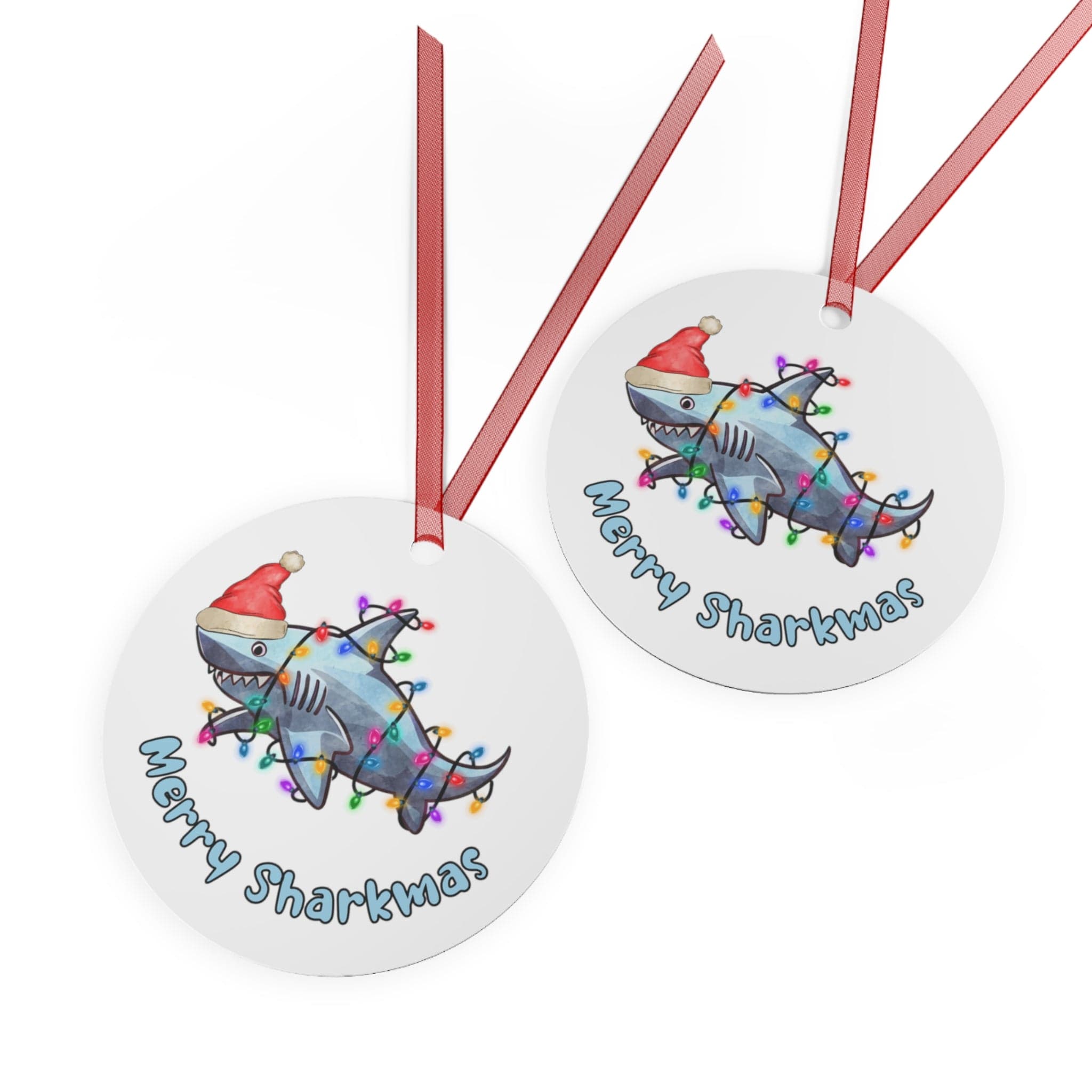 Printify Home Decor Round / One Size Christmas Ornament, Shark Christmas Ornament, Shark Lover Gift, Shark Gift, Shark Ornament, Shark Decor 14561859888350380026