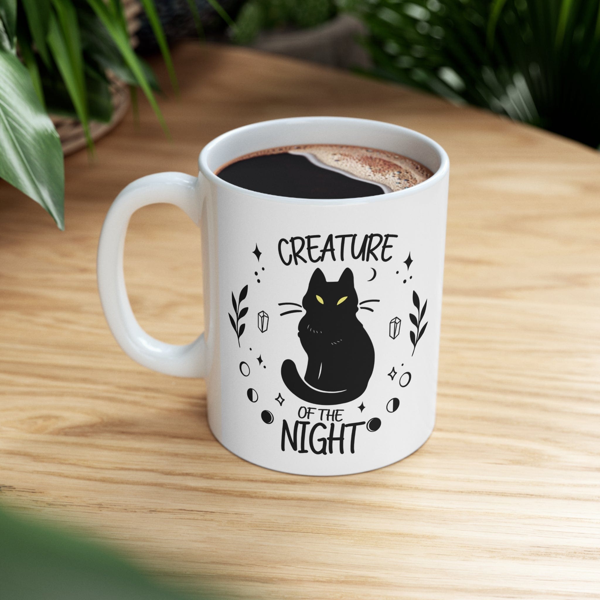 Printify Mug 11oz Coffee Mug, Halloween Coffee Mug, Creature of the Night Mug, Halloween Gift, Birthday Gift, Friend Gift, White 11oz Ceramic 10364446192172598321