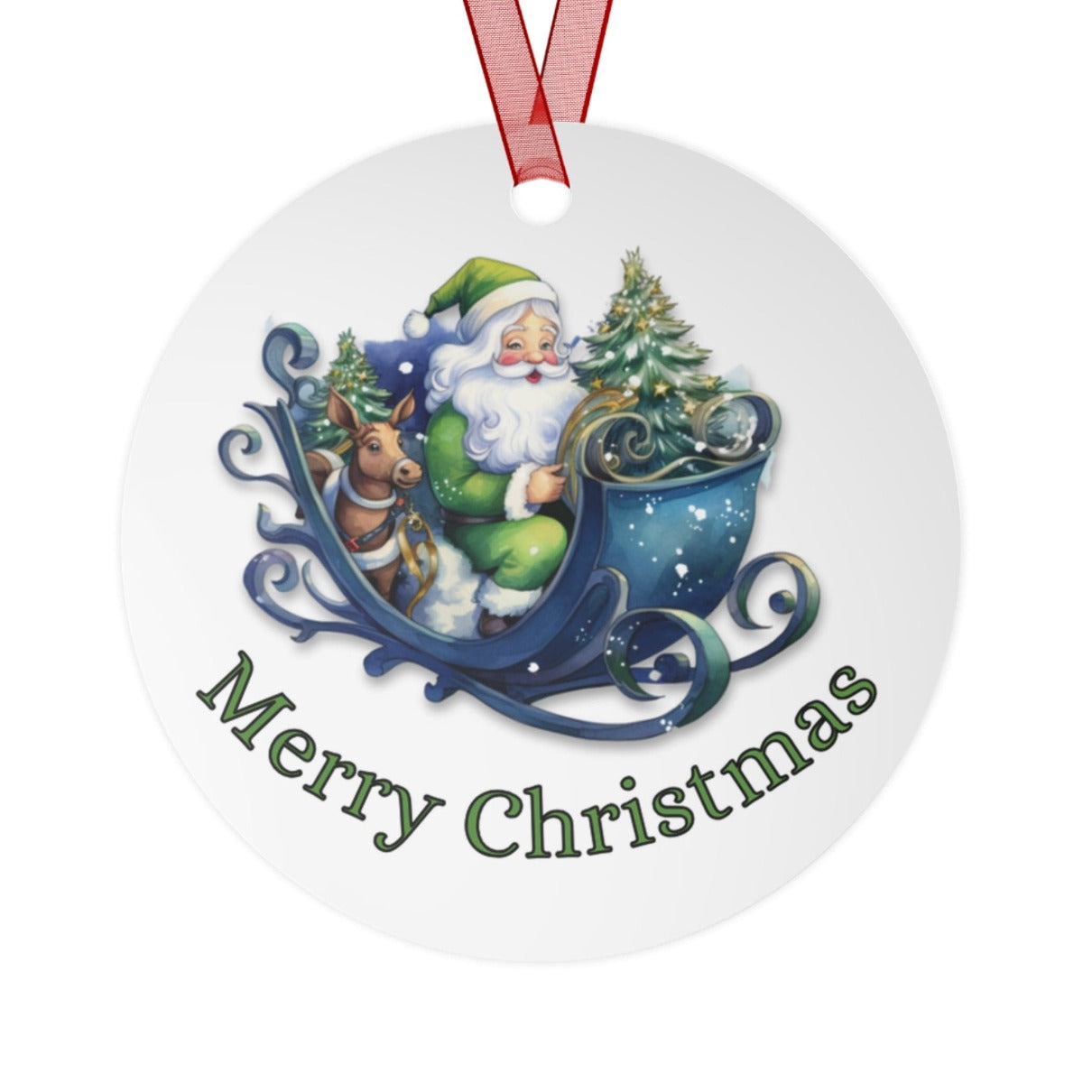 Printify Home Decor Round / One Size Christmas Ornament, Santa Christmas Ornament, Santa Gift, Santa Christmas, Custom Ornament, Metal Ornament, Christmas Gift 13057047157820984763