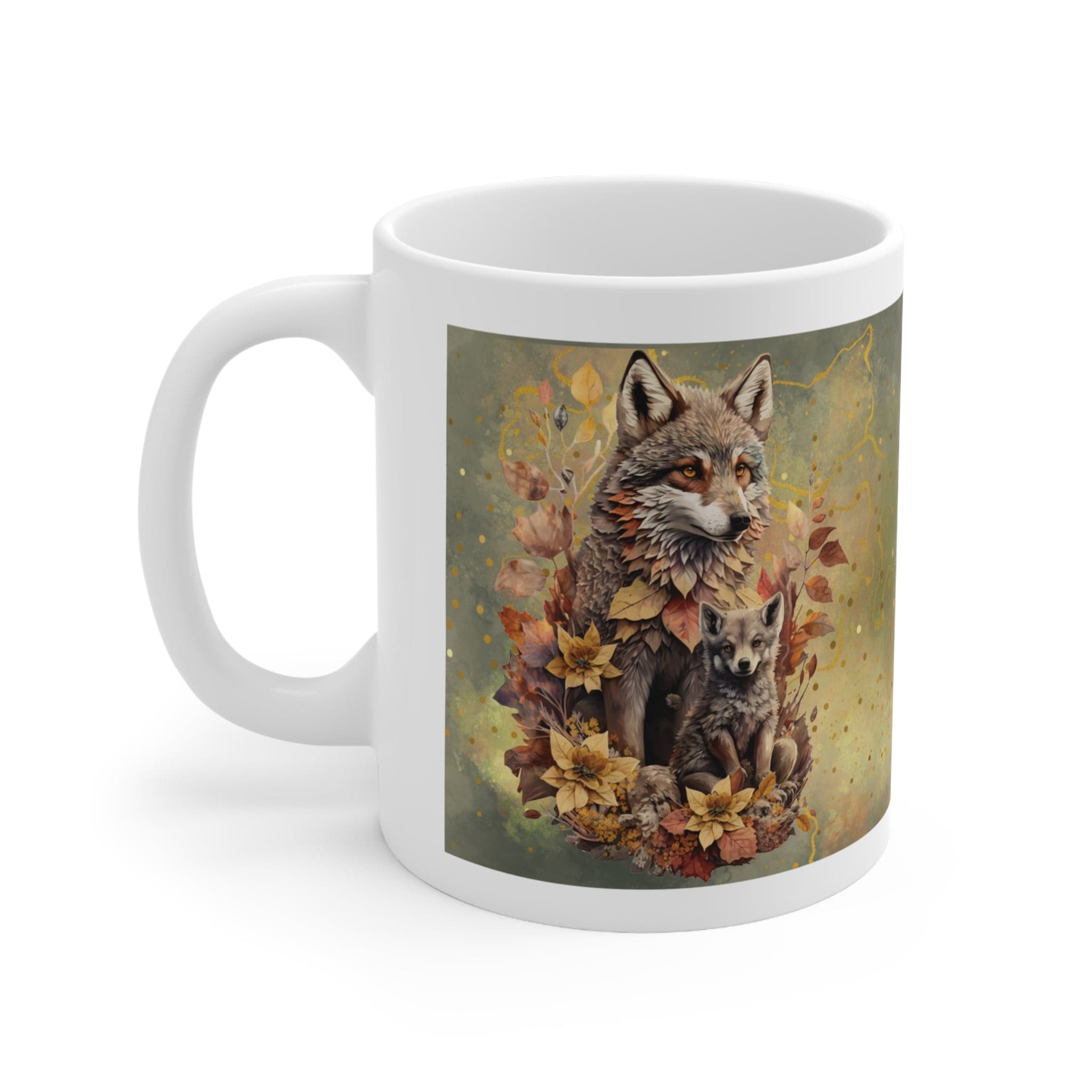 Printify Mug 11oz Coffee Mug, Wolf Coffee Mug, Wolf and Cub Mug, Wolf Gift, Birthday Gift, Christmas Gift, Friend Gift, White 11oz Ceramic 13292879928800723938