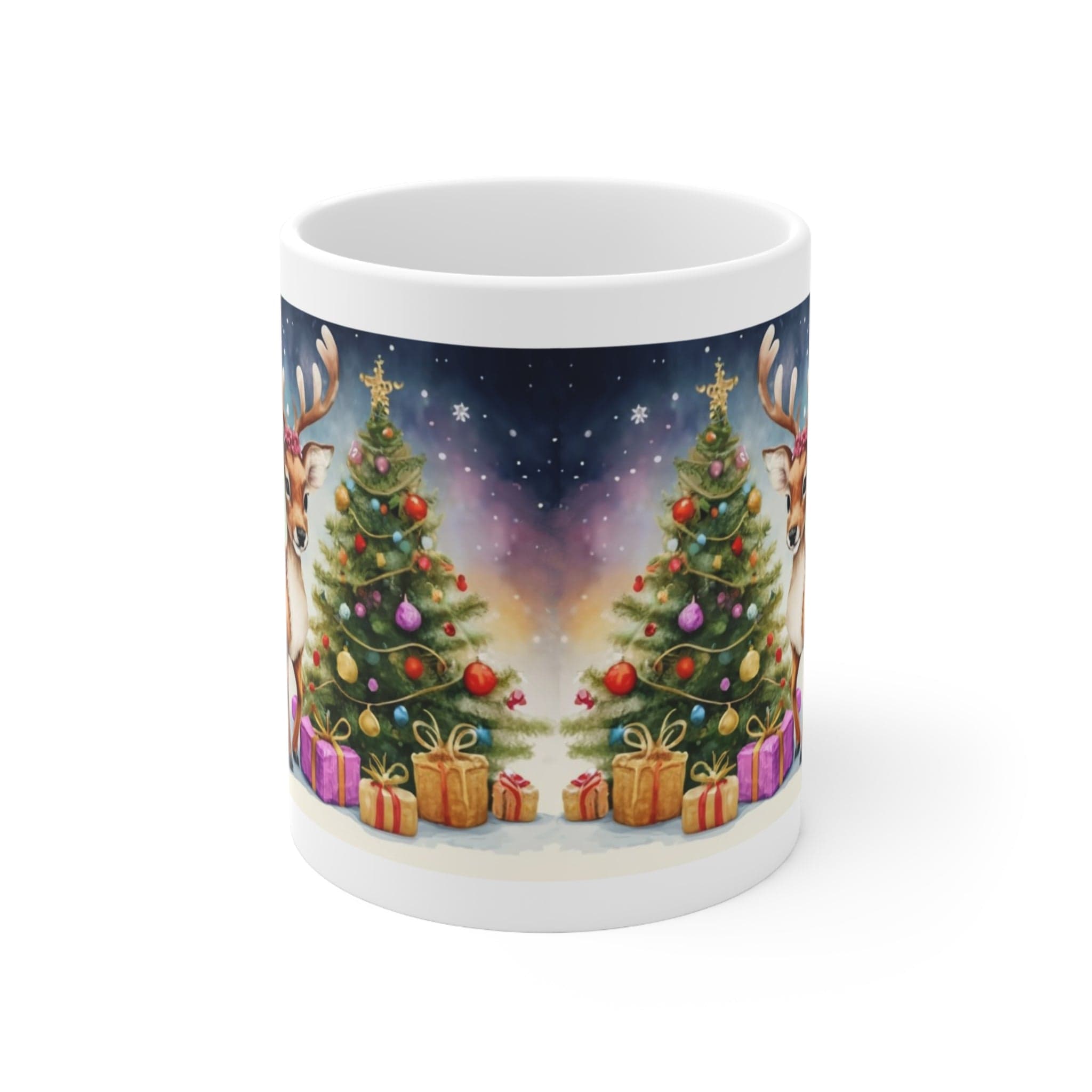 Printify Mug 11oz Coffee Mug, Reindeer Coffee Mug, Christmas Coffee Mug, Christmas Mug, Christmas Gift, Friend Gift, White 13 oz Ceramic 21993941926904313444