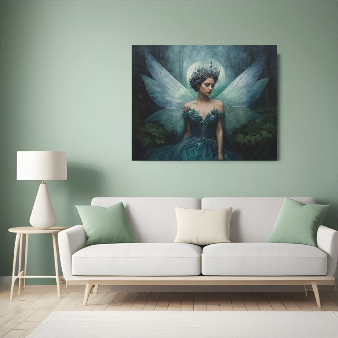 Printify Canvas Canvas Wall Art, Fairy Queen in Turquoise, Fairy Art, Wall Art Decoration, Art Print, Canvas Gallery Wrap, Ready to Hang