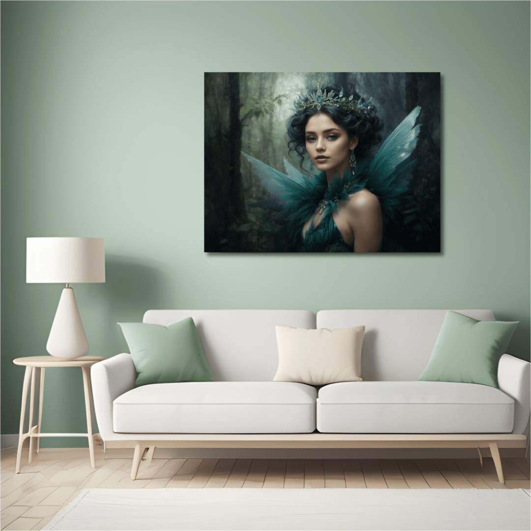 Printify Canvas Canvas Wall Art,  Fairy Queen in Blue, Fairy Art, Wall Art Decoration, Canvas Art Print, Canvas Gallery Wrap, Ready to Hang